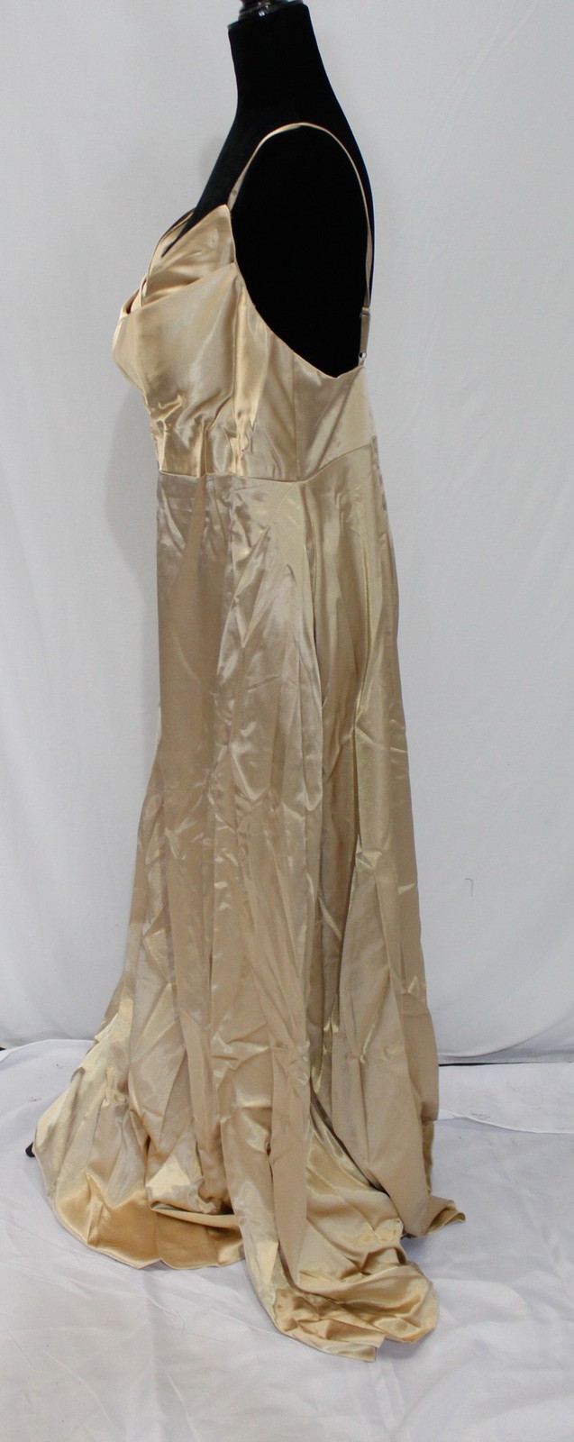 Azazie Women’s Sarella A-Line Pleated Stretch Satin Dress AP2 Champagne Size:A16