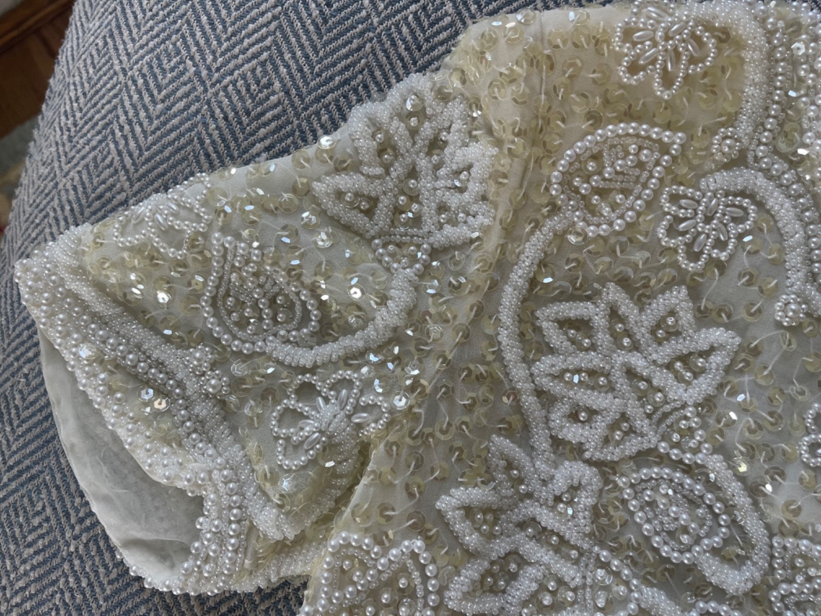 Vintage Beaded Alfred Angelo Wedding Gown Topper Bolero Jacket