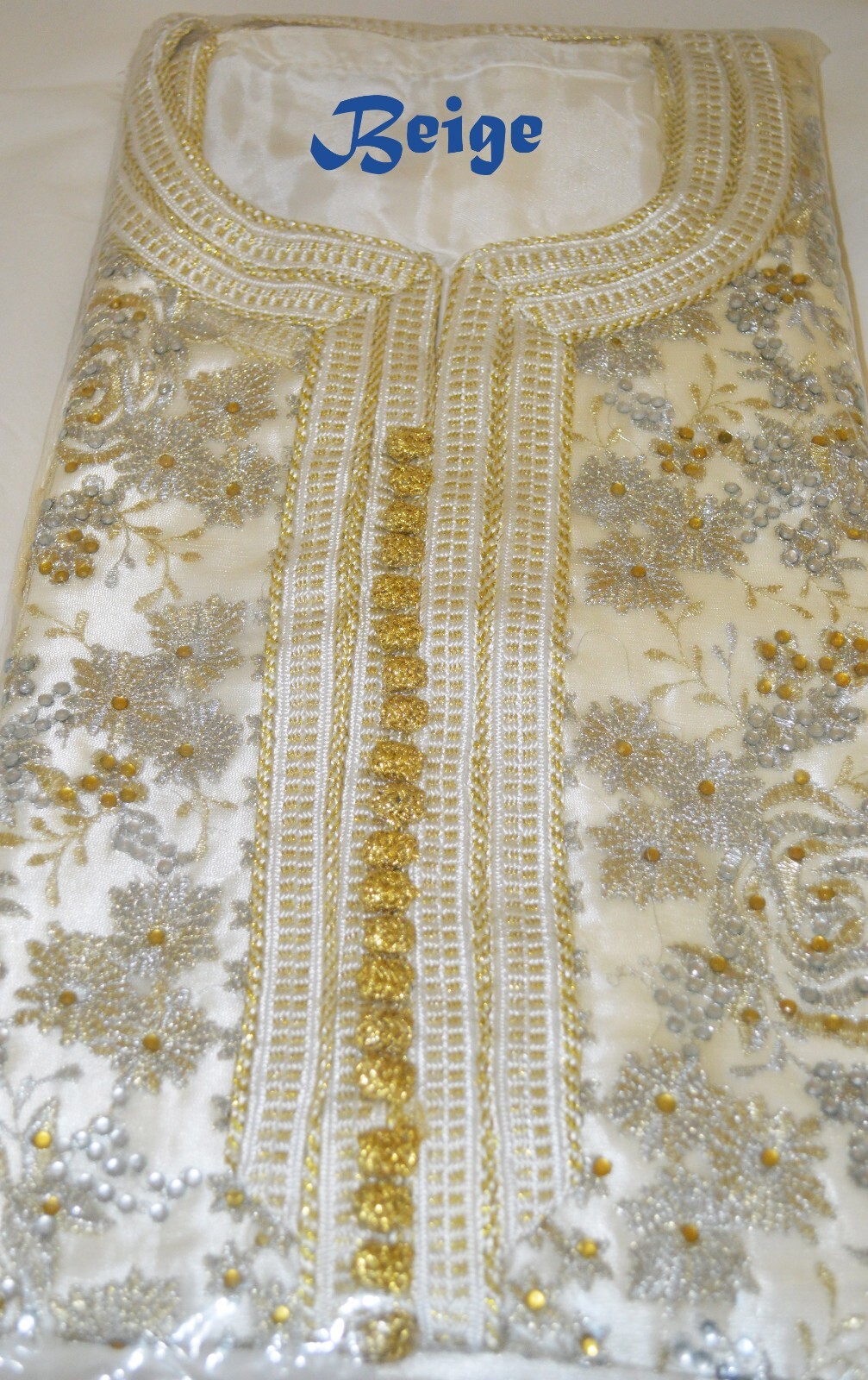 Moroccan kaftan Caftan Takchita Handmade Wedding Gown BrideDress Free Belt Beige