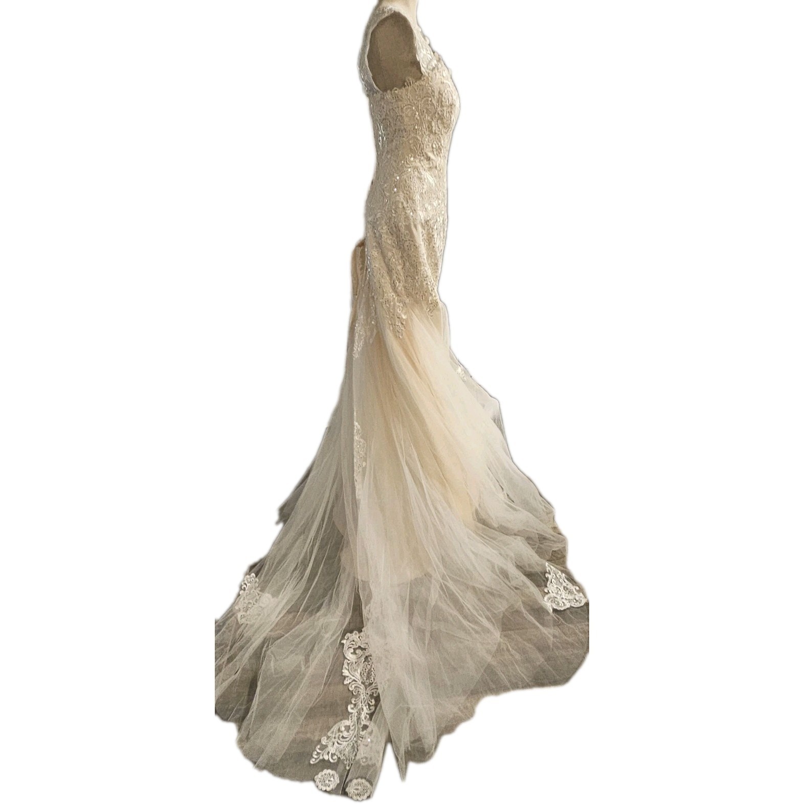 Wedding Dress Size 2 Unbranded Sequined Ivory Off White Adjustable Lace Up NWT