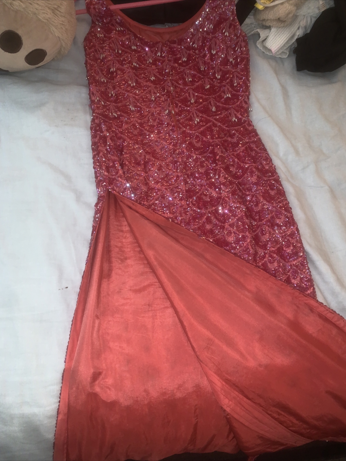 JO RO IMPORTS 1950’s Pink Floral Beaded Gown Size 8