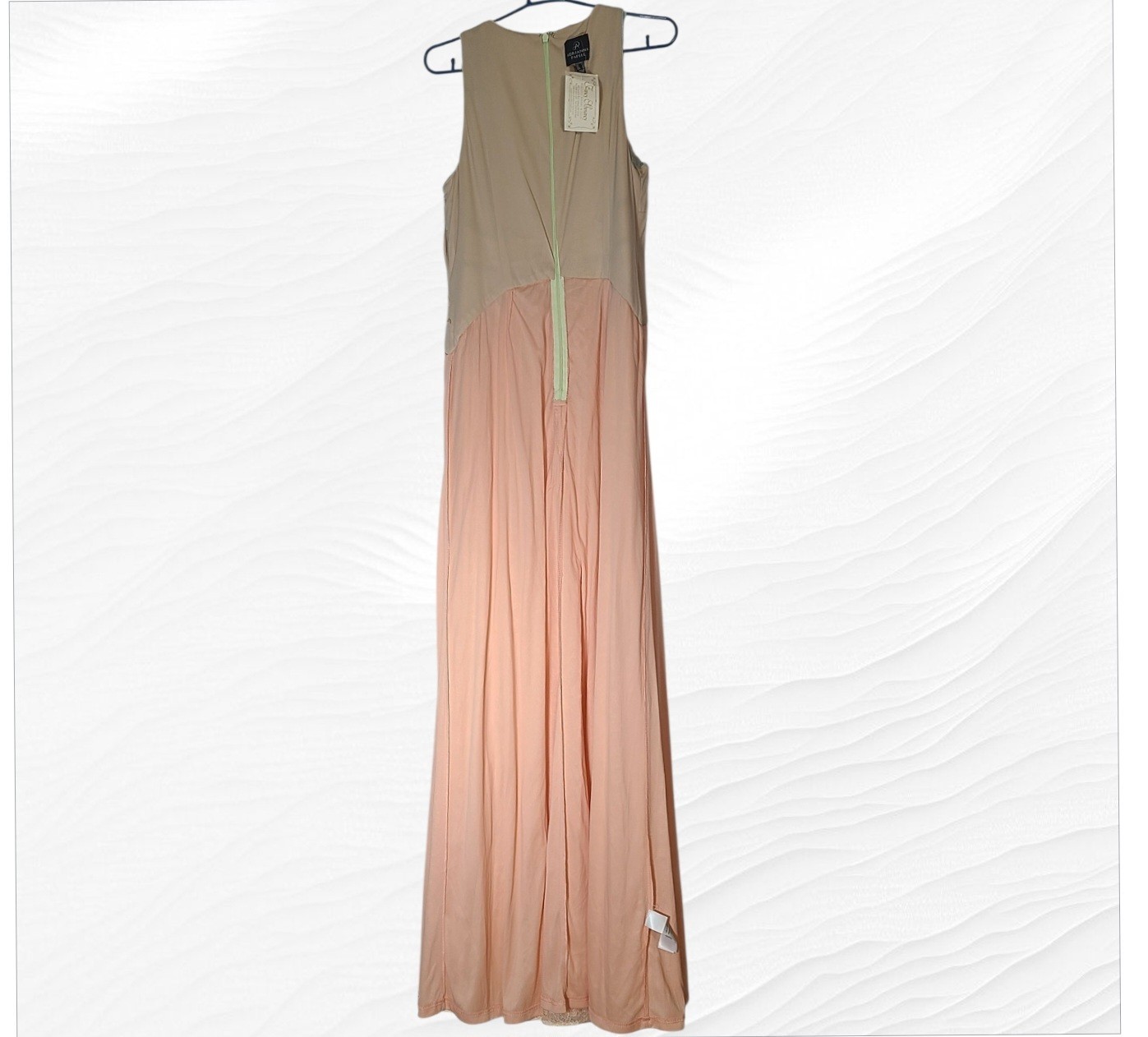 Adrianna Papell Halter Neck Sleeveless Ruched Lace Dress Apricot Multi Size 10