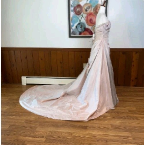 Rare! Maggie Sottero & Midgley Rose COGNAC iridescent Taffeta Wedding Gown