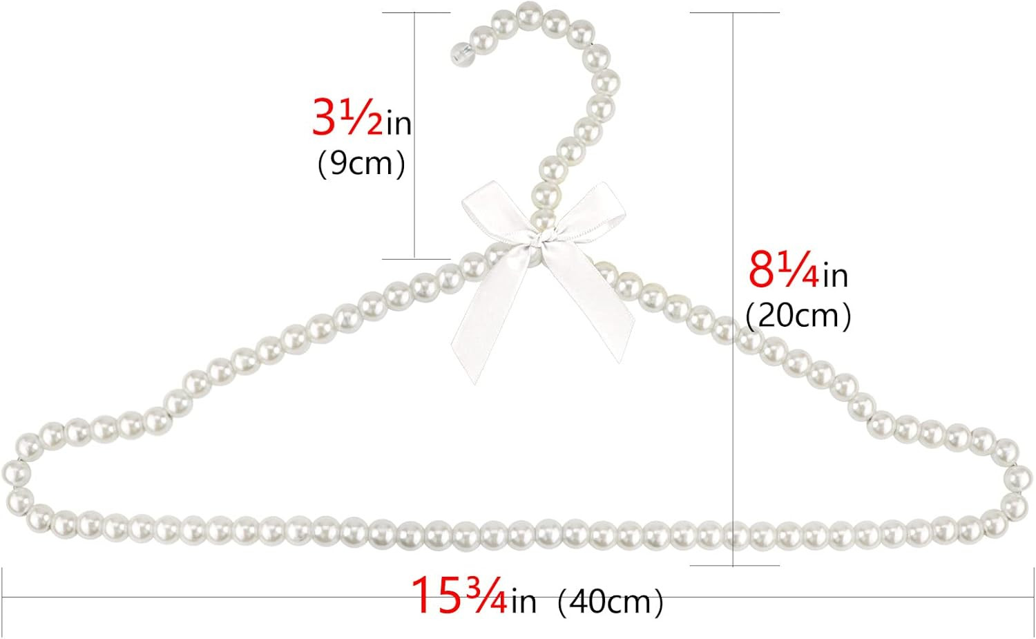 Pearl Hangers 16in for Wedding Dress Bridal Gown, 5-Pack | Sturdy Metal Core, Ri