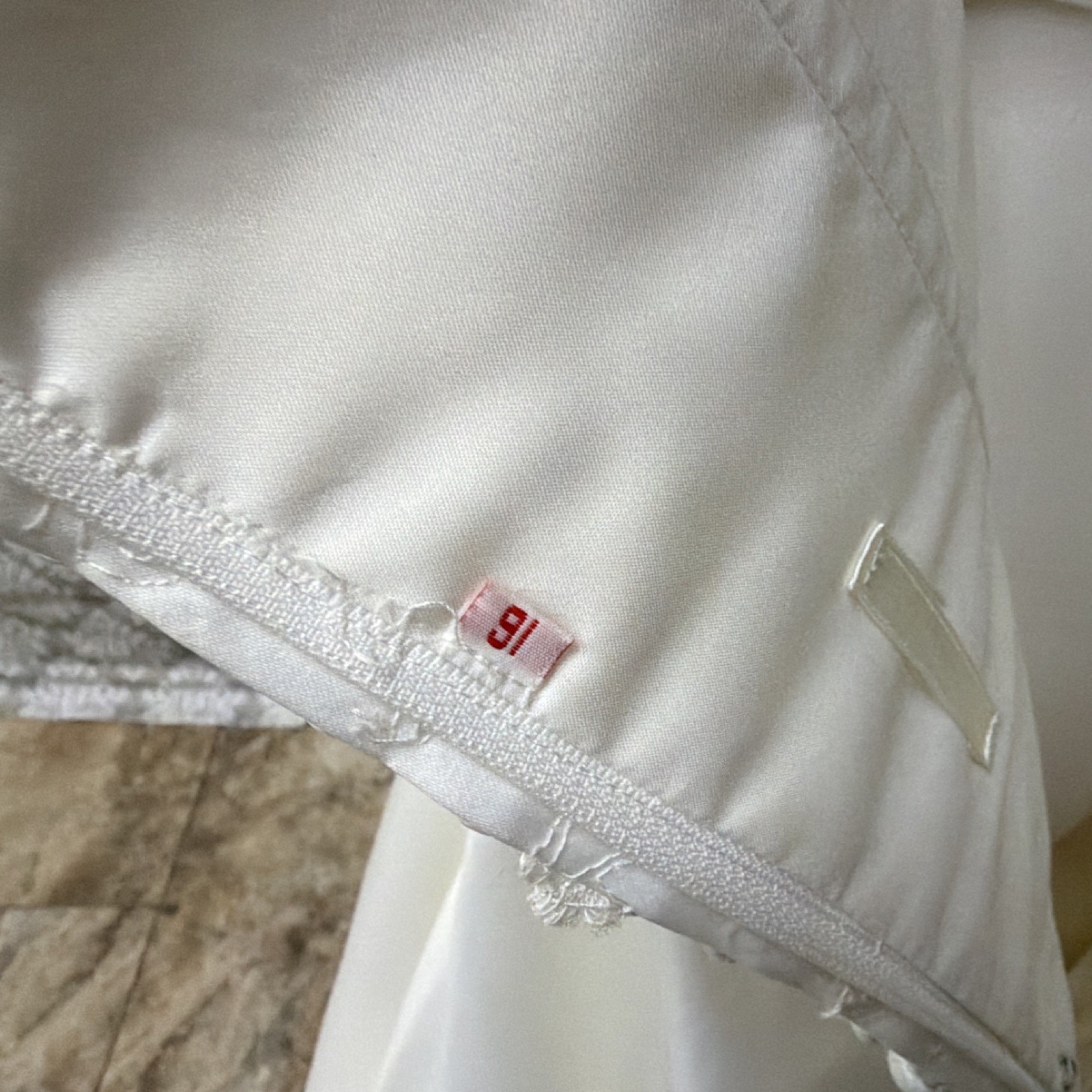 Ivory Strapless Lace Beaded A-Line Wedding Dress Train Buttons Size 16 Lot #7