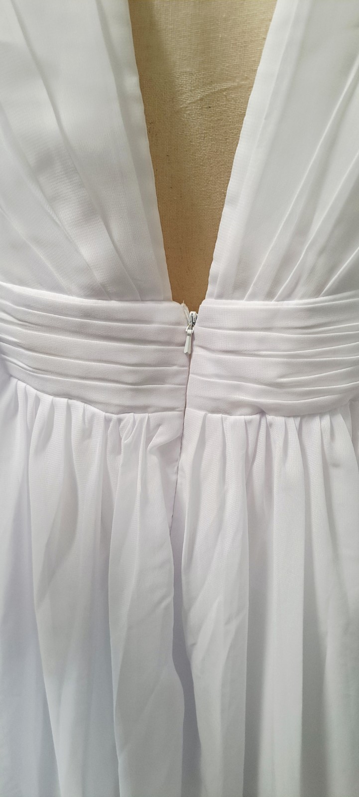 Elegant Wedding Dress Long Chiffon Lined Womens Plus Size 18W Tie Zip White Gown