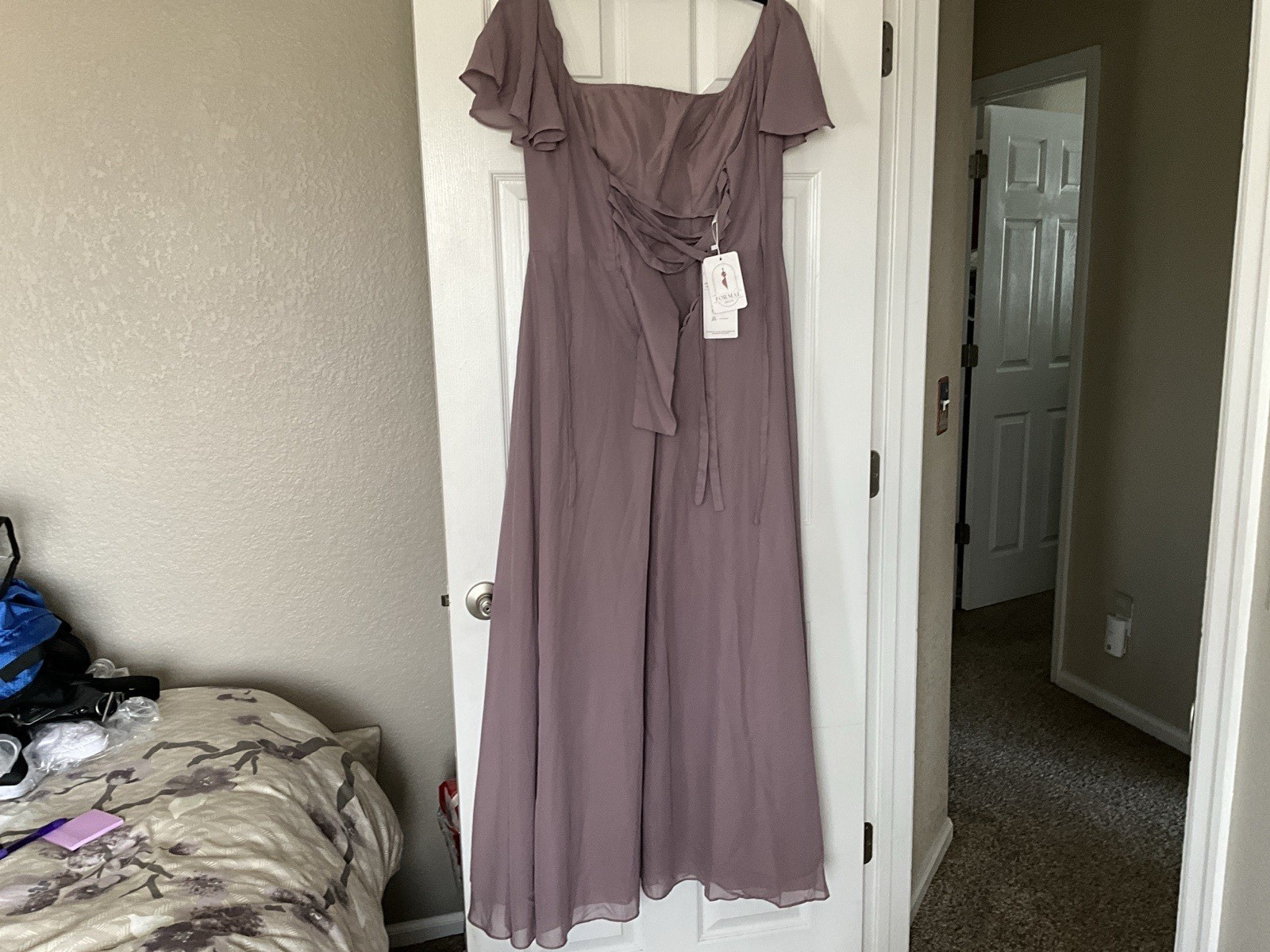 Women’s Purple Solid V-Neck Short Sleeve Jumpsuit One-Piece Size M
