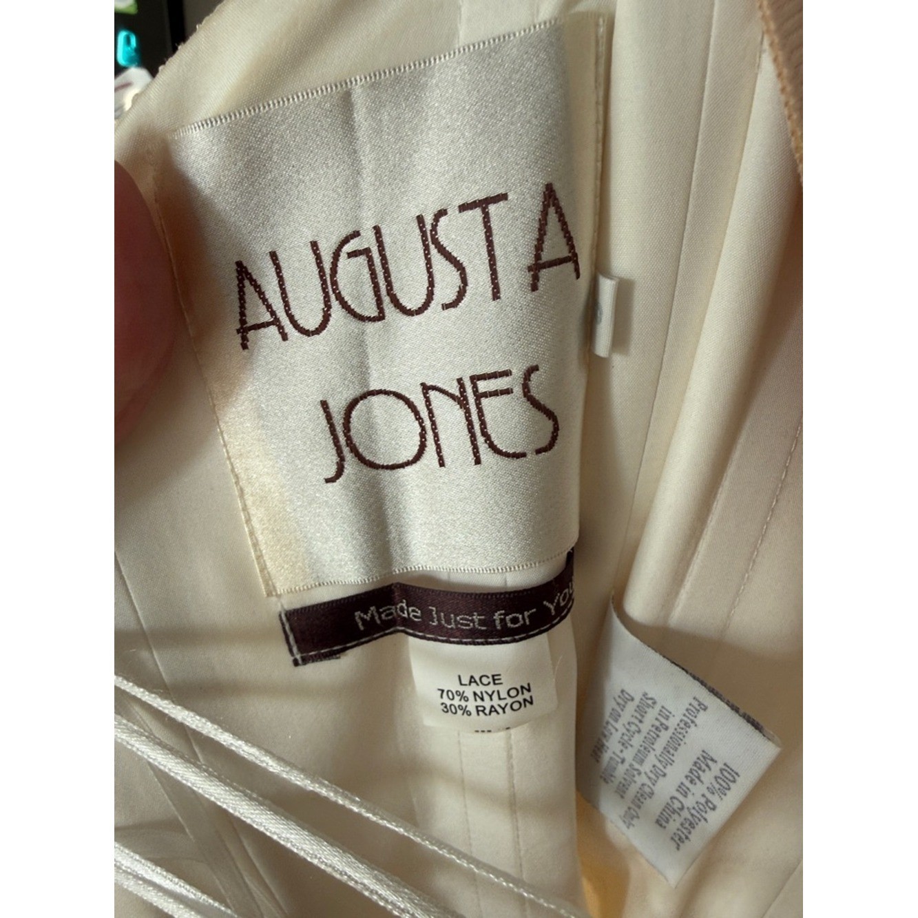 Augusta Jones Lace Appliqué Wedding Dress Strapless Mermaid Gown Ivory