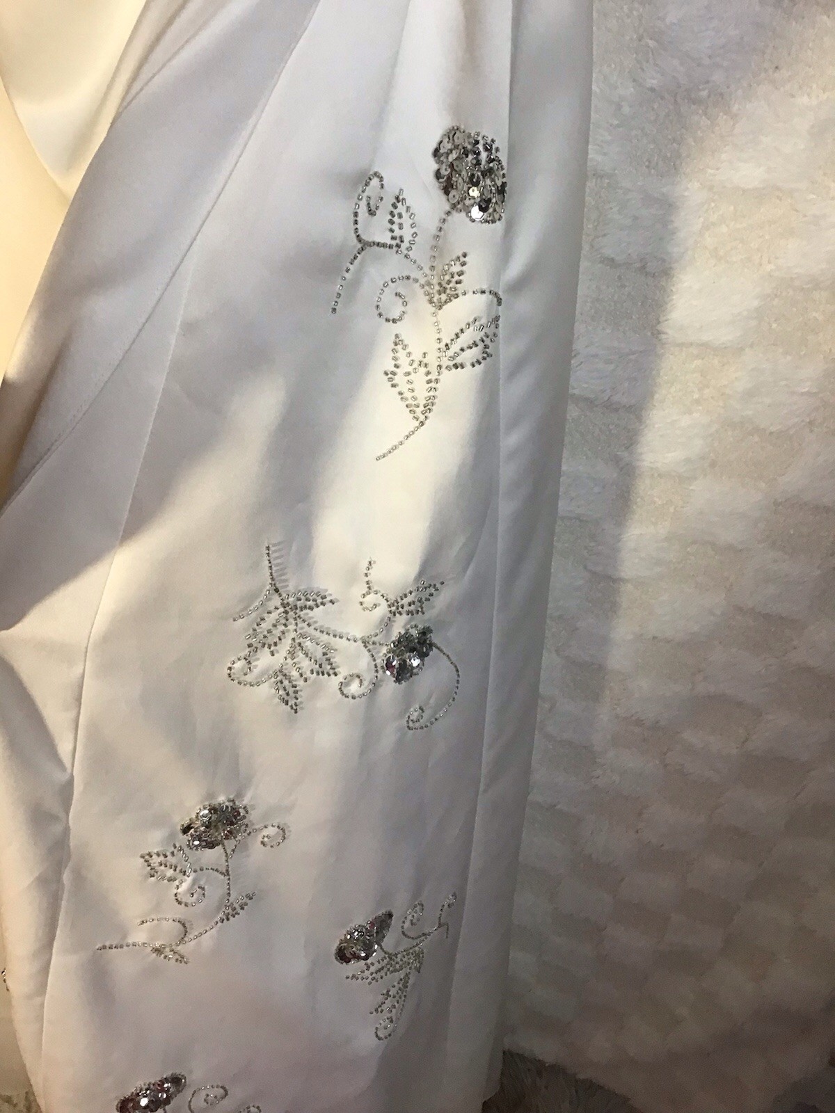 Jodi Kristopher Satin Wedding Dress A Line Gown Wt Silver Sz 5