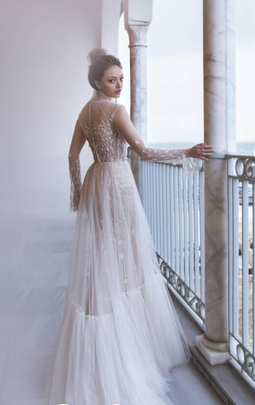 POLLARDI FRAGILITY Wedding Dress 08146.00.17 transparent dress, US 8, UK 10