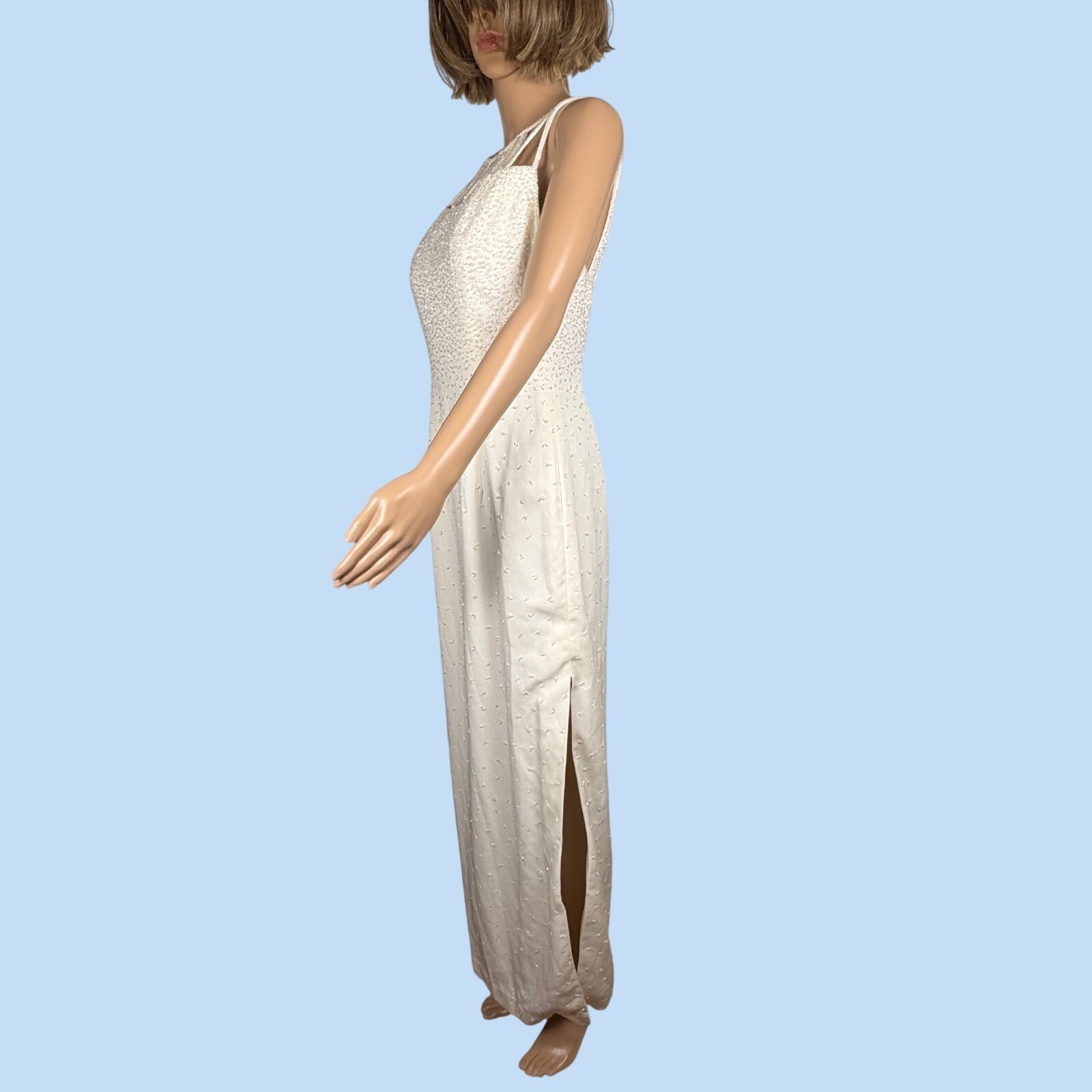 Je Matadi Vintage Maxi Dress Ivory Beaded Cage Back Wedding Gown