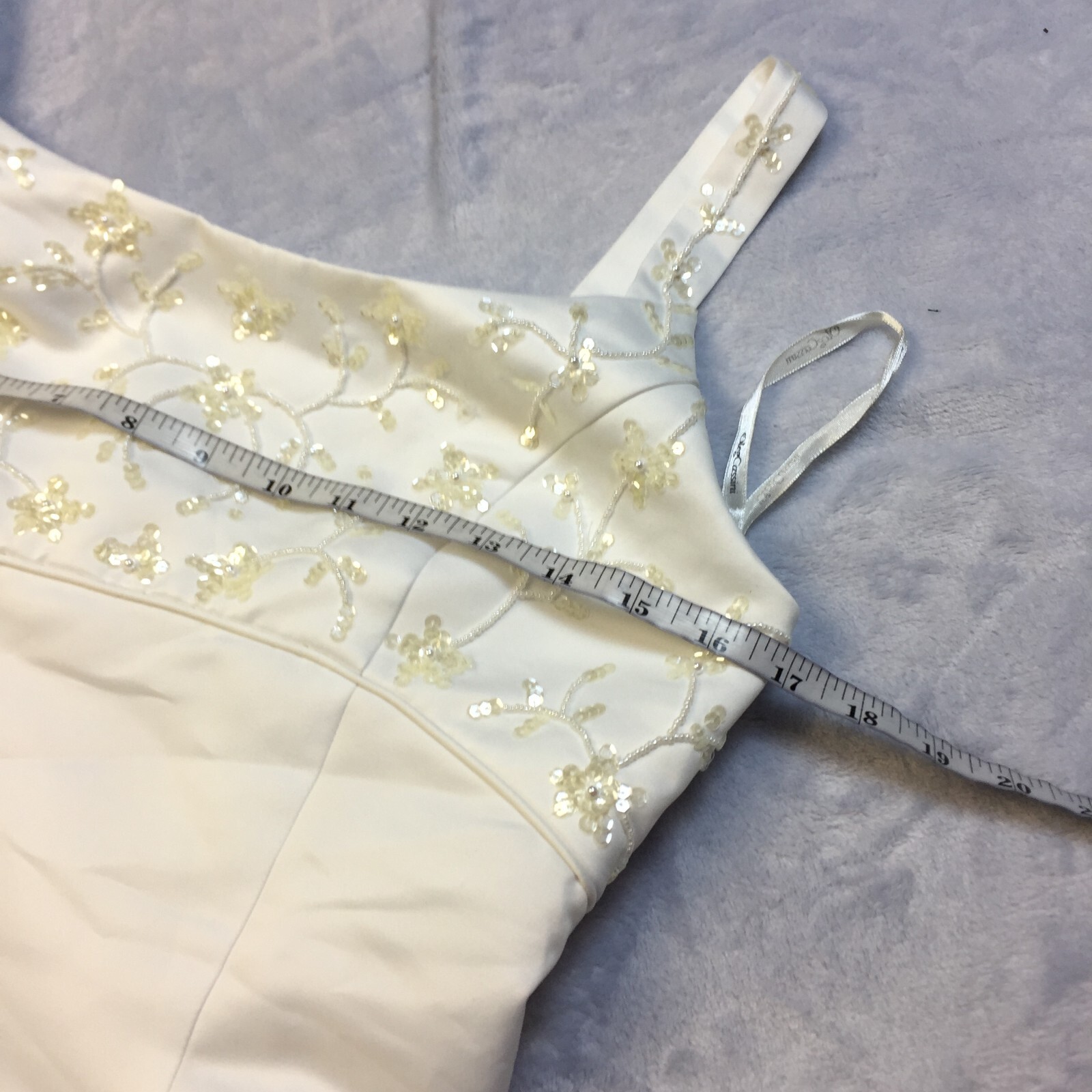 Oleg Cassini Wedding Dress Size 10 Womans White Beaded Sleeveless Ballgown Tulle