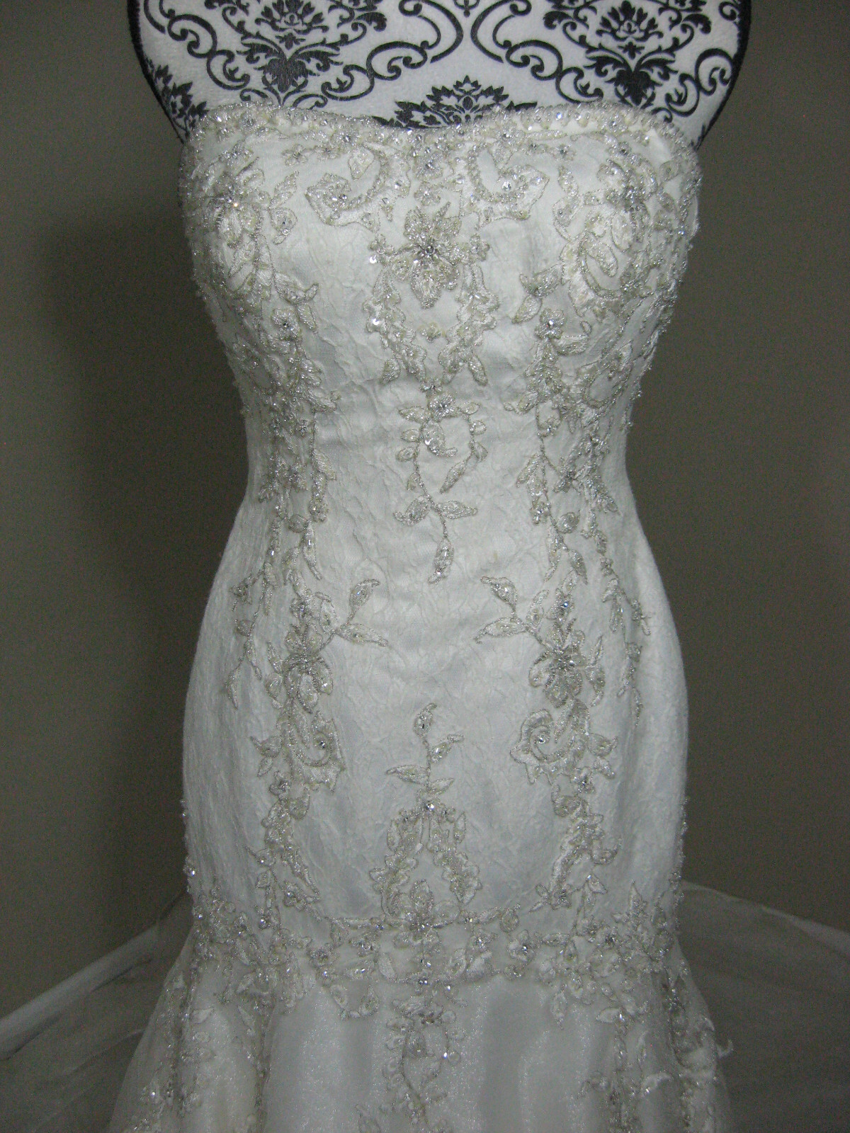 White Pure Couture Jodi Moylan 6 Ivory Tulle Sparkle Lace Ball Gown Beaded Train