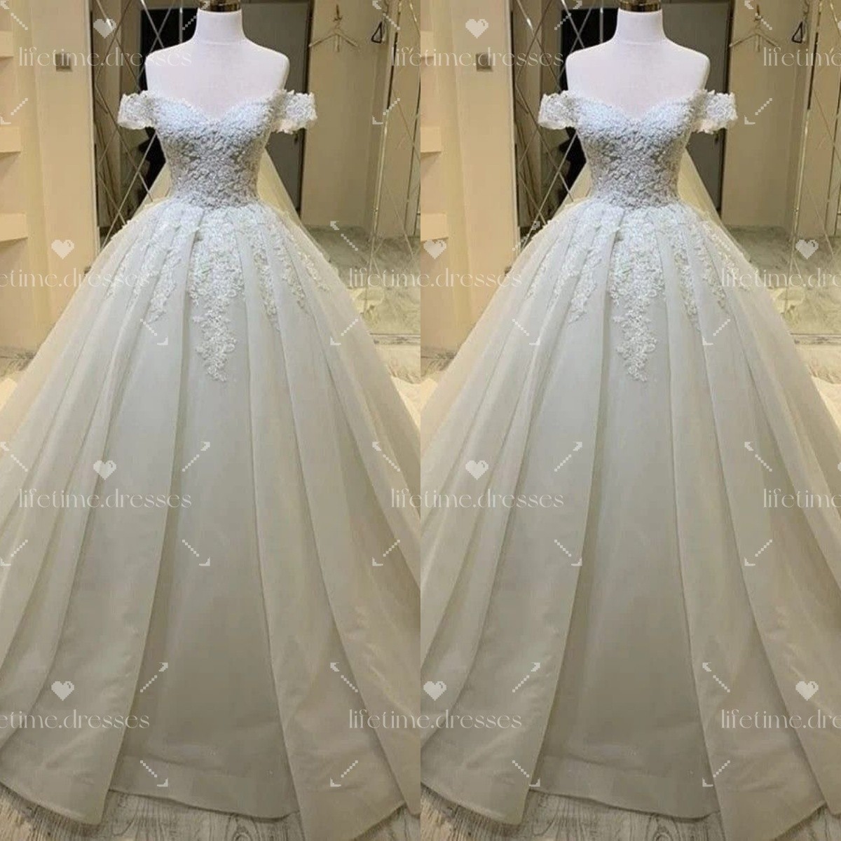 Elegant Wedding Dresses Off Shoulder Sweep Train Corset Sleeveless Bridal Gowns
