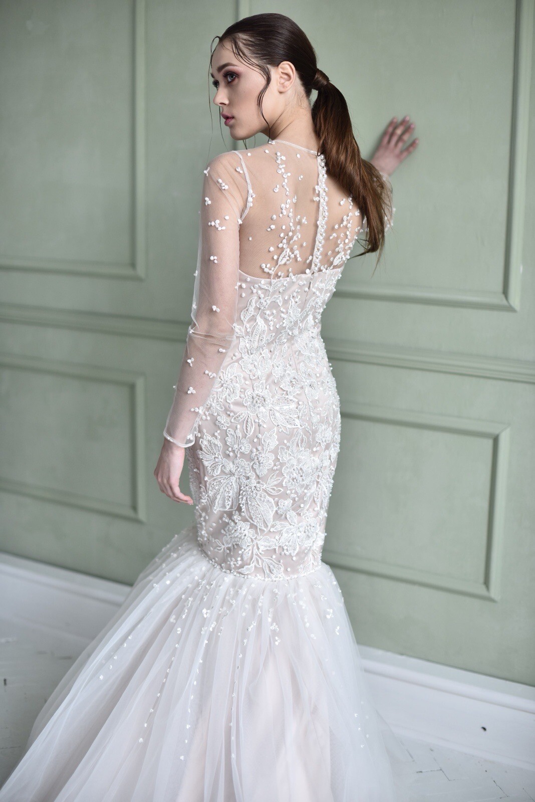 Custom Designed Handmade Ivory Mermaid Style Wedding Gown