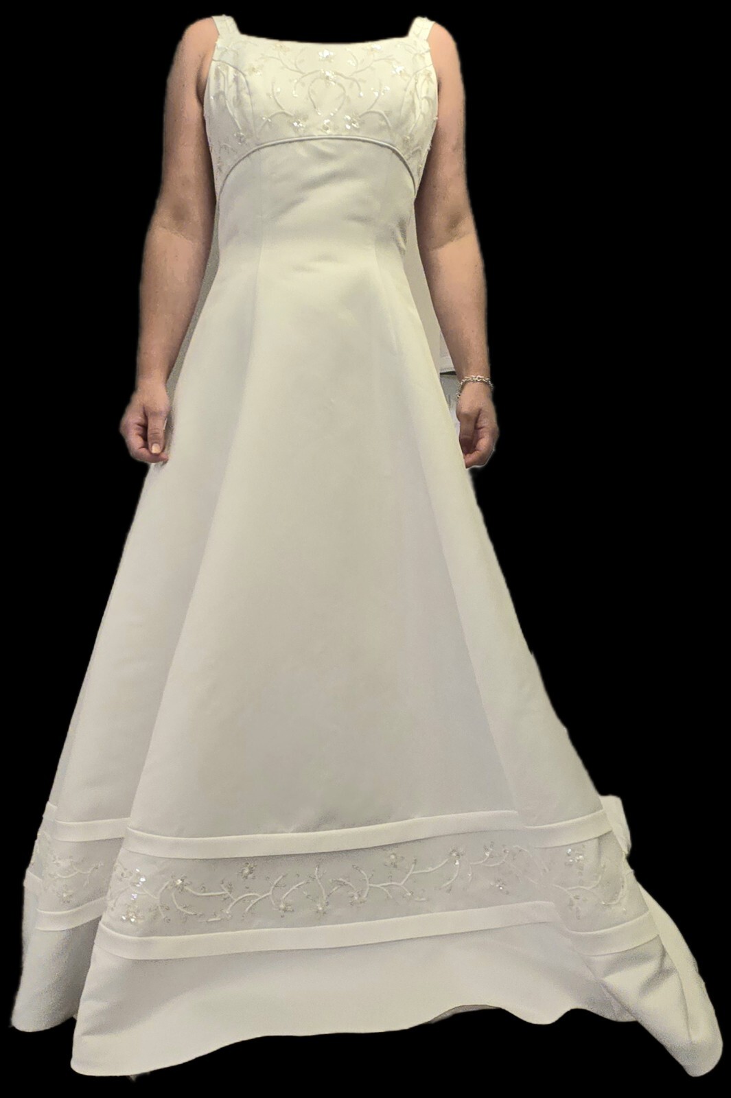 Oleg Cassini David Bridal Wedding Dress Style 2165BX size 14 White Buttons