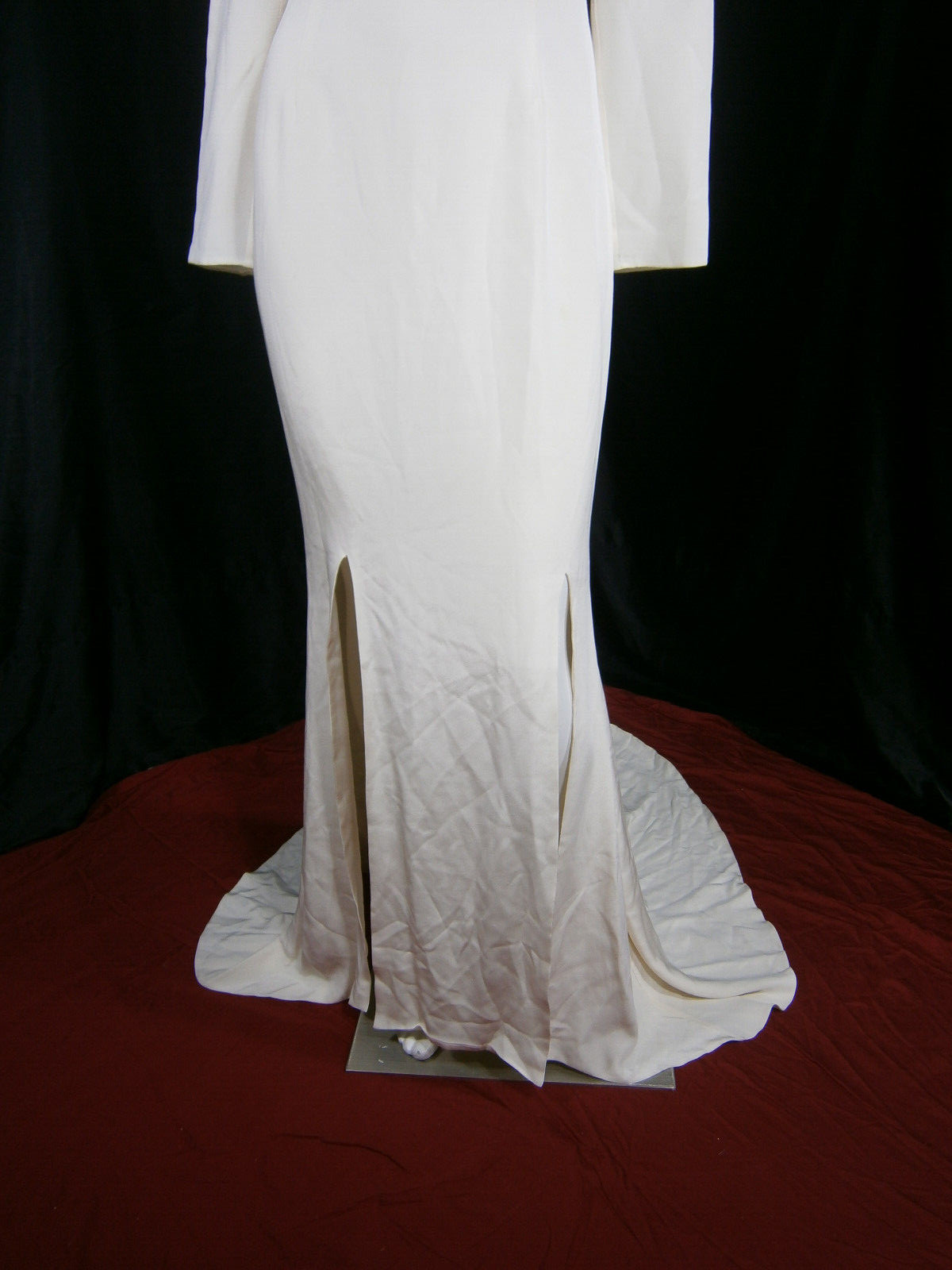 Alexandra Grecco Gemma 6 Wedding Dress Ivory Silk Crepe Slits Sleeves Modern