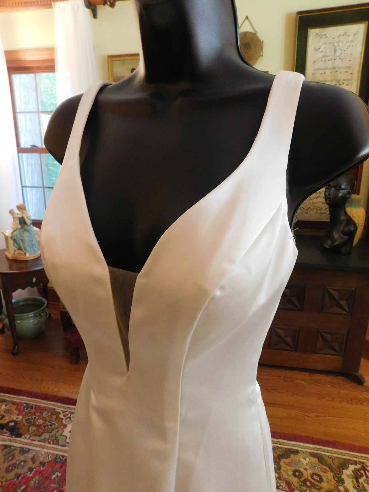 NEW WHITE FITTED W/RUFFLY SKIRT & TRAIN ‘BEDAZZLED” WEDDING GOWN S 2