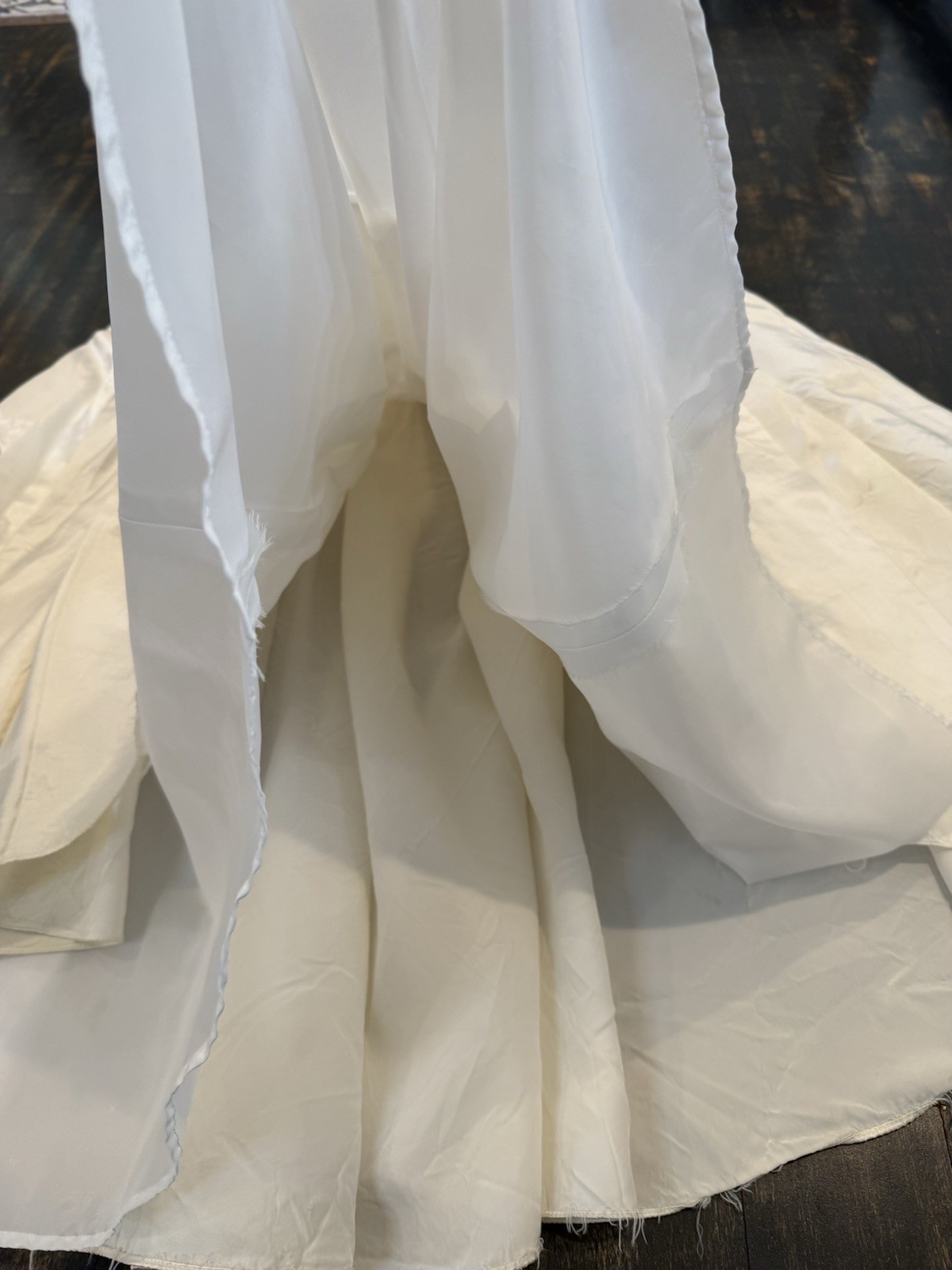 Beach Vintage White Satin Custom Made Strapless Bridal Dress Zipper Small