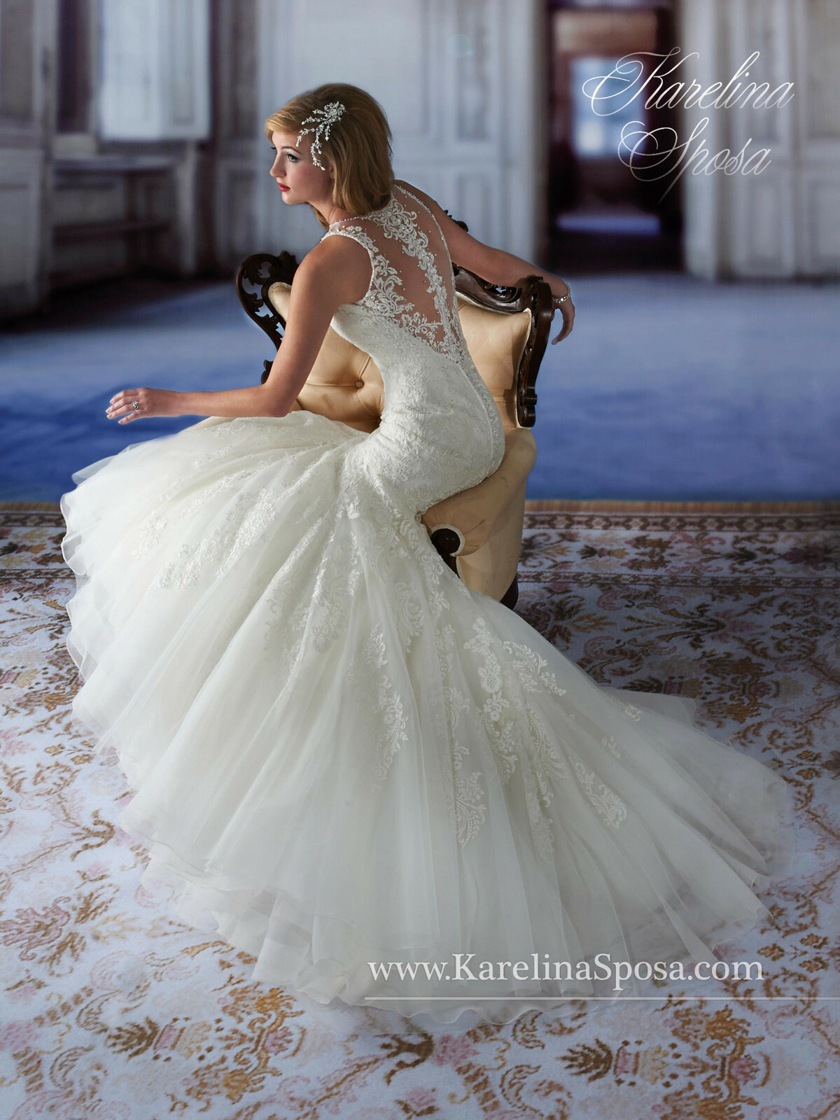 Mary’s Bridal Wedding Dress C7972 Mermaid Sheer Illusion Neckline Ivory 12 Sexy