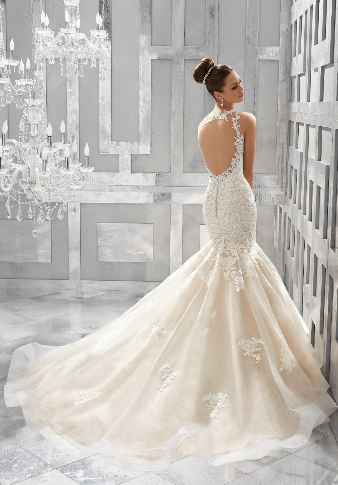 Blu Morilee Bridal 5571 Meryl Wedding Dress Mermaid Fitted Illusion Keyhole Lace