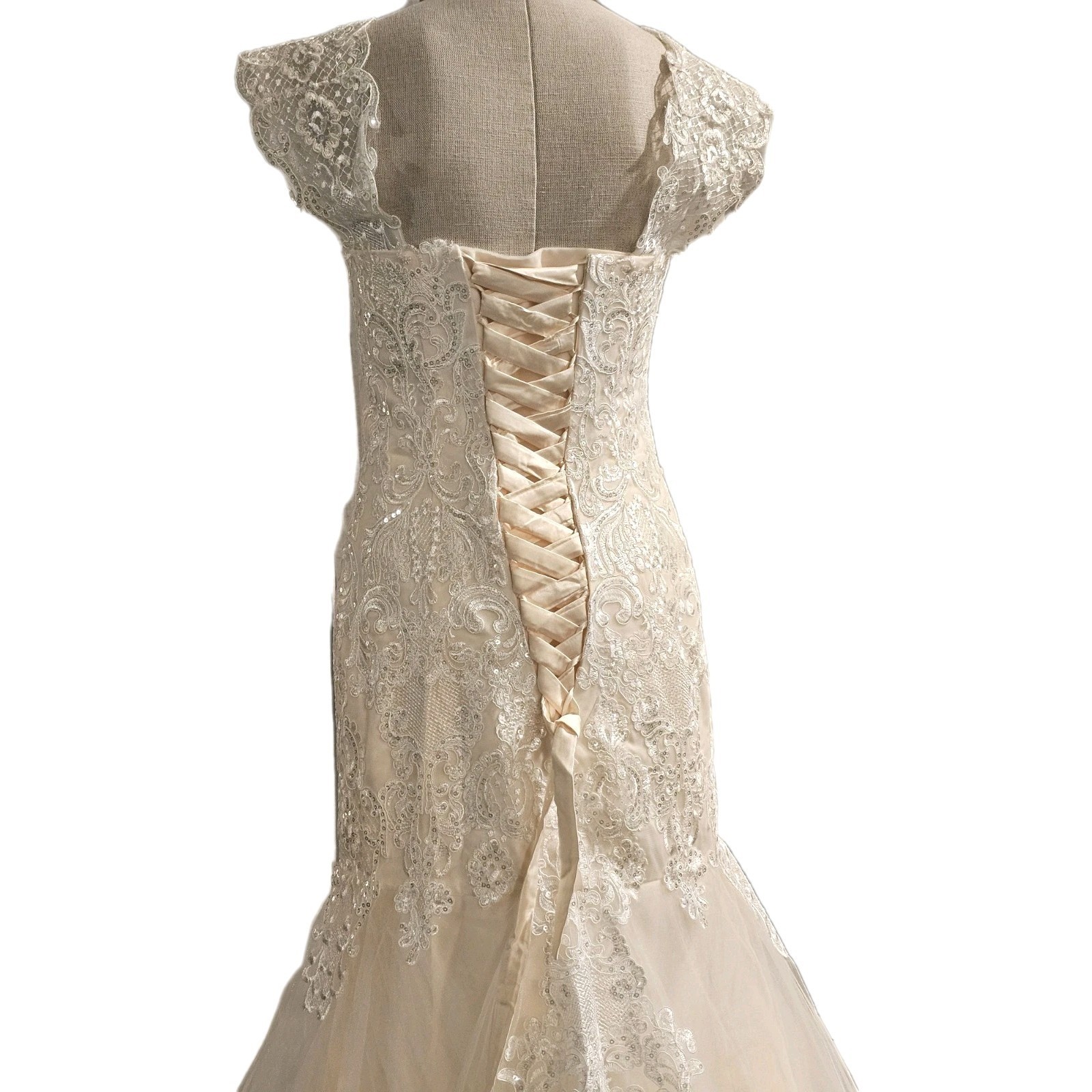 Wedding Dress Size 2 Unbranded Sequined Ivory Off White Adjustable Lace Up NWT