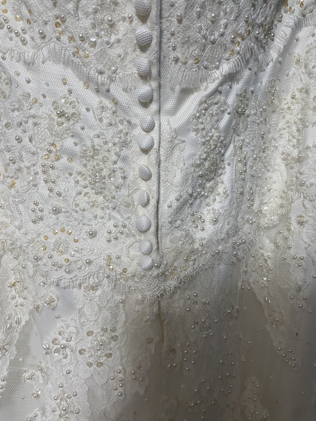 MORI LEE white straight neckline strapless gold beaded appliqué wedding dress 12