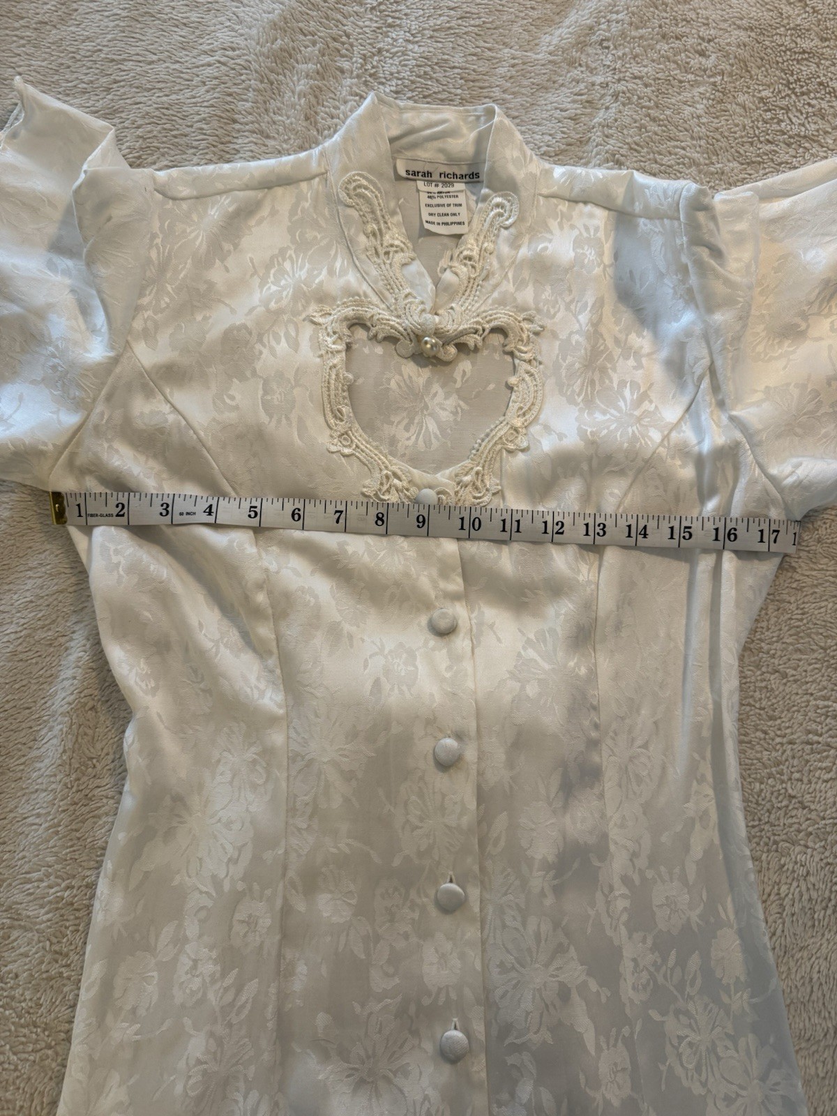 VTG Sarah Richards Lovercore Heart Cutout Dress Bridal Floral Jacquard Corset 5