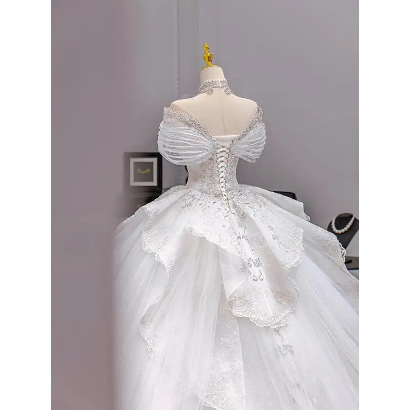Sweetheart Wedding Dresses Princess Sparkly Appliques Bridal Gowns Floor Length