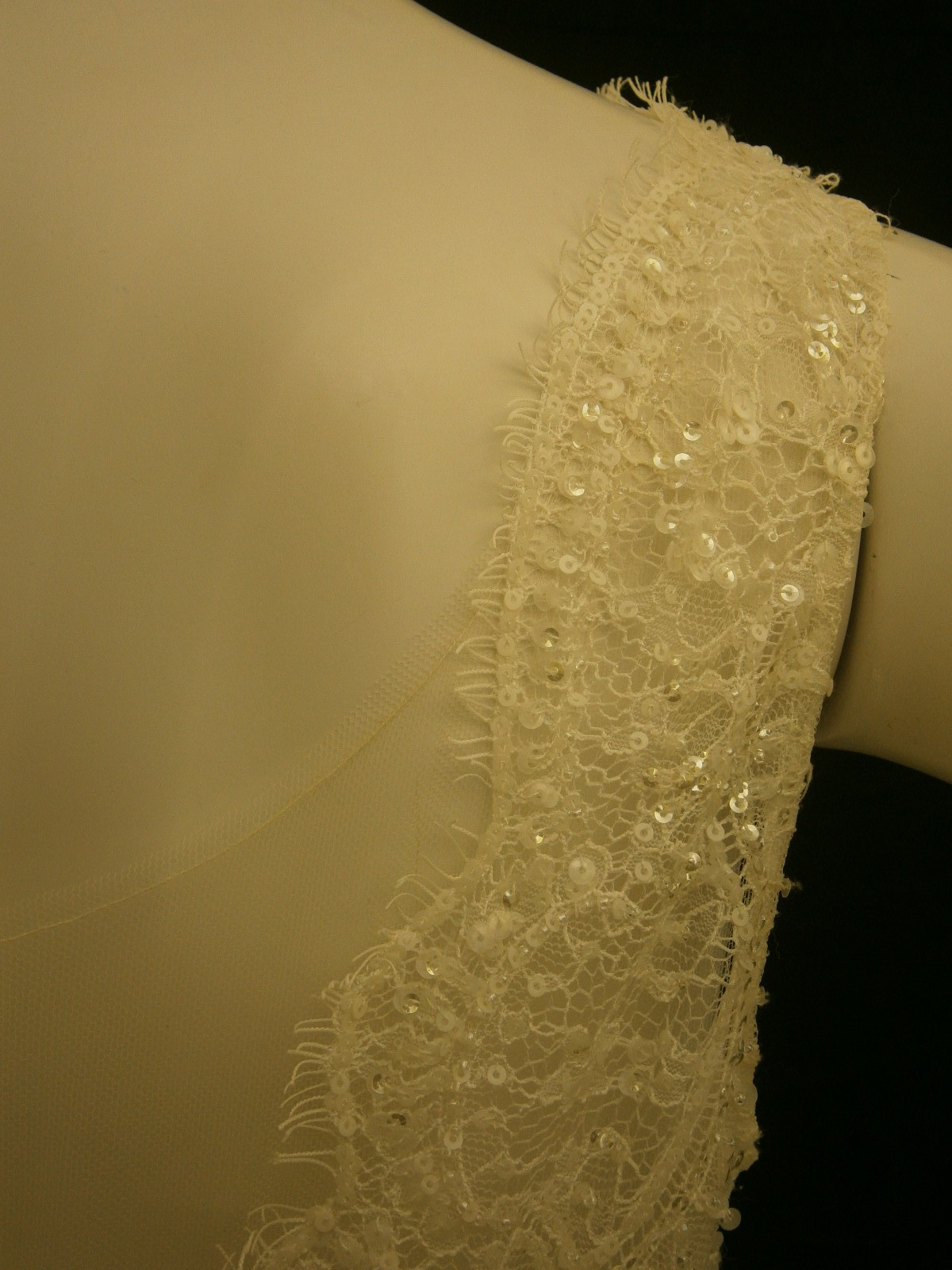 Watters Bridal 68405B Wedding Dress 10 Ivory A-Line Net Shimmer Lace Illusion