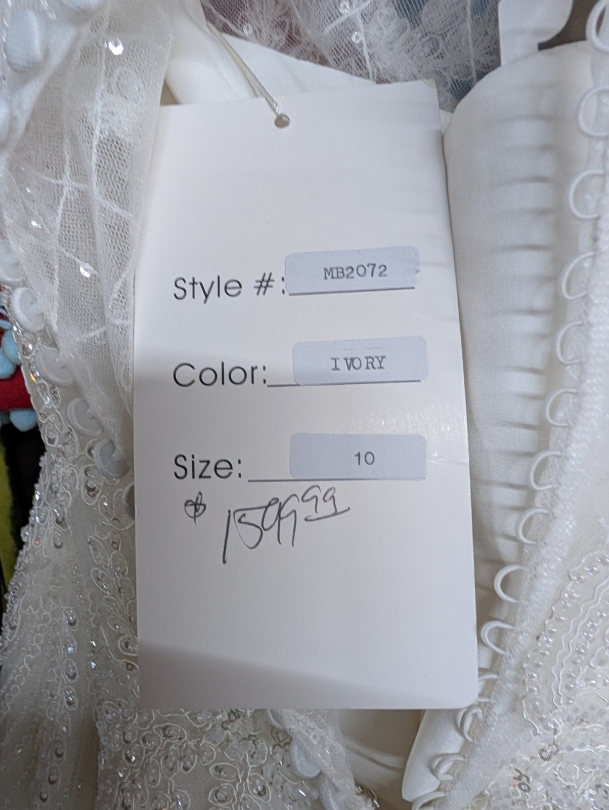 Moda Bella Ivory/White V-Neck Cap Sleeve A-Line Lace Beaded Tulle 10 MB2072