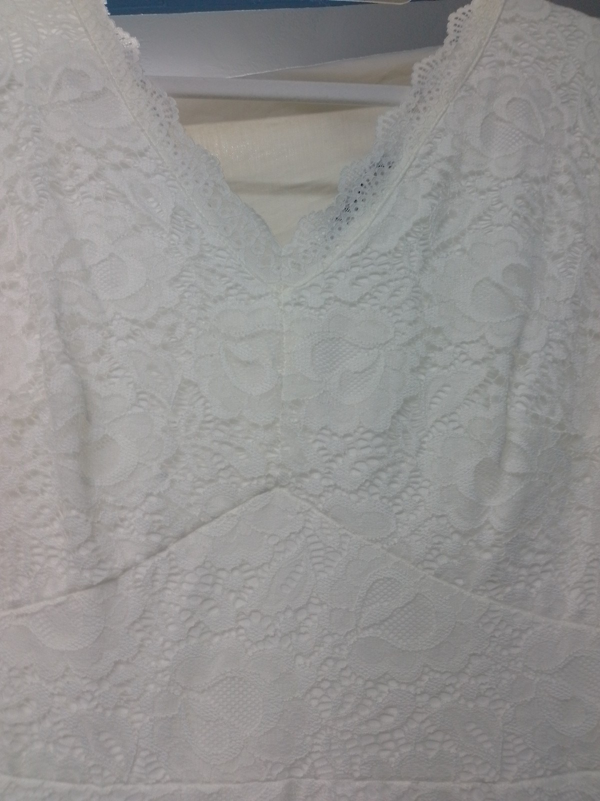 White Lace Size L Vow Renewal Jasambac Dress White 3/4 Sleeve Mid calf Length