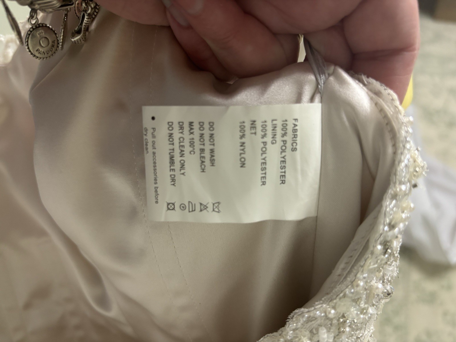 Carla, Maggie Sottero, Strapless Satin Wedding Dress w/ Beaded Bodice and Train