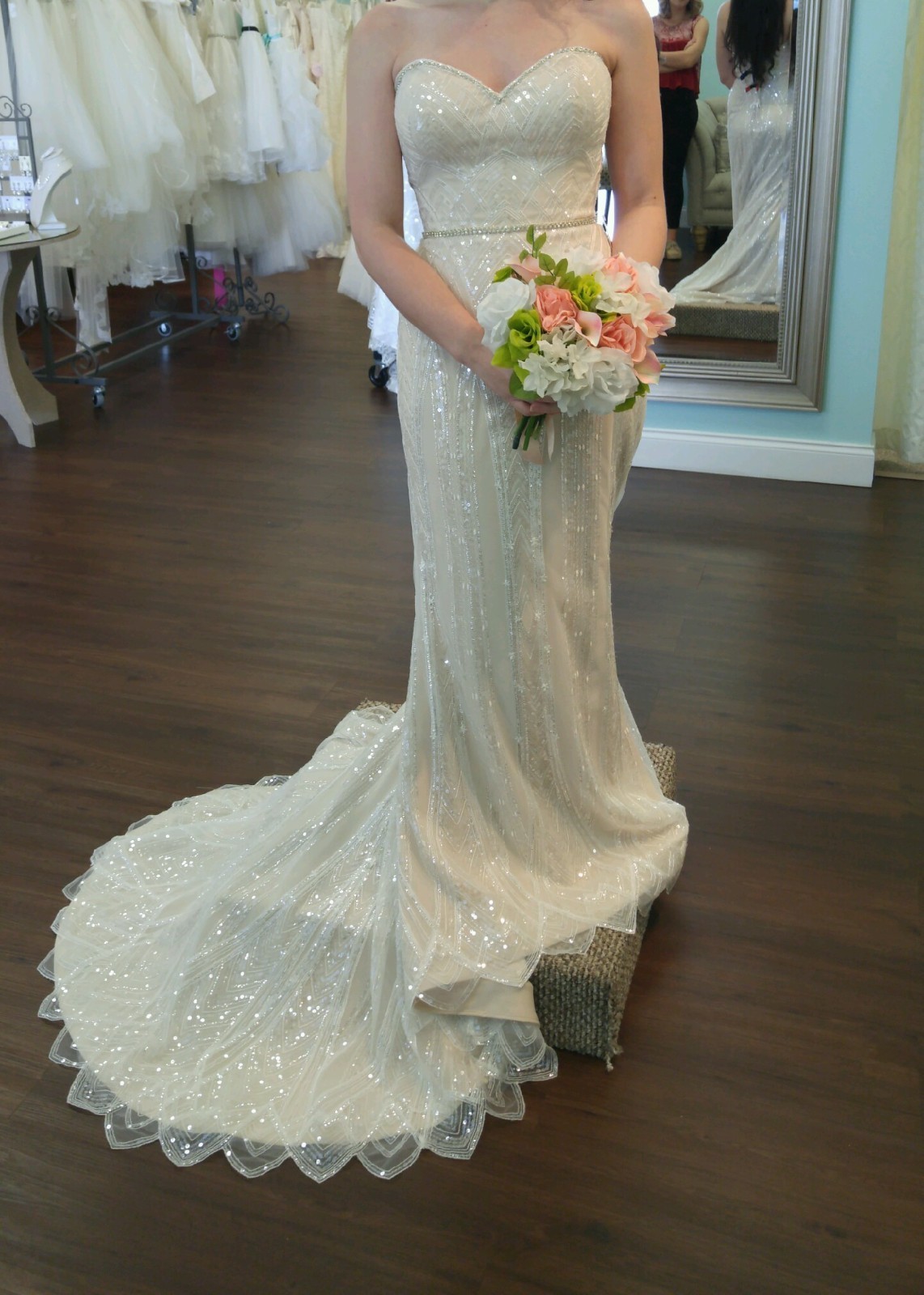 Ashley & Justin Bride – 1920s Themed Wedding Dress – Size 6 Altered-See Details
