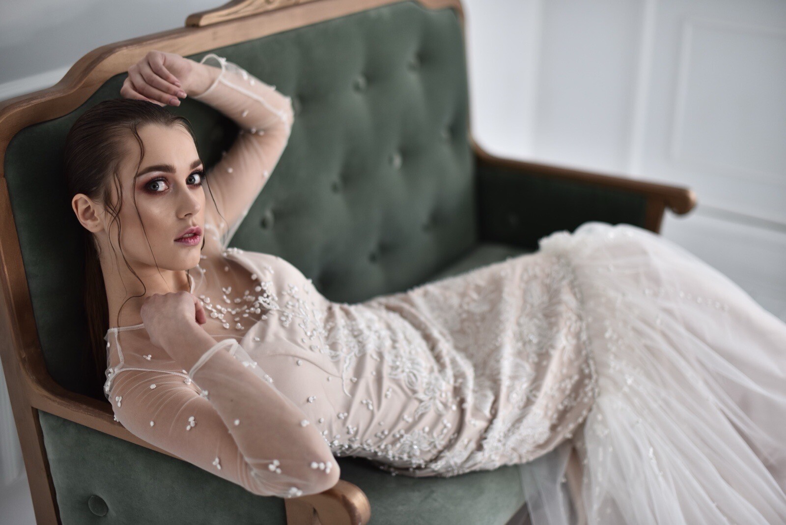 Custom Designed Handmade Ivory Mermaid Style Wedding Gown