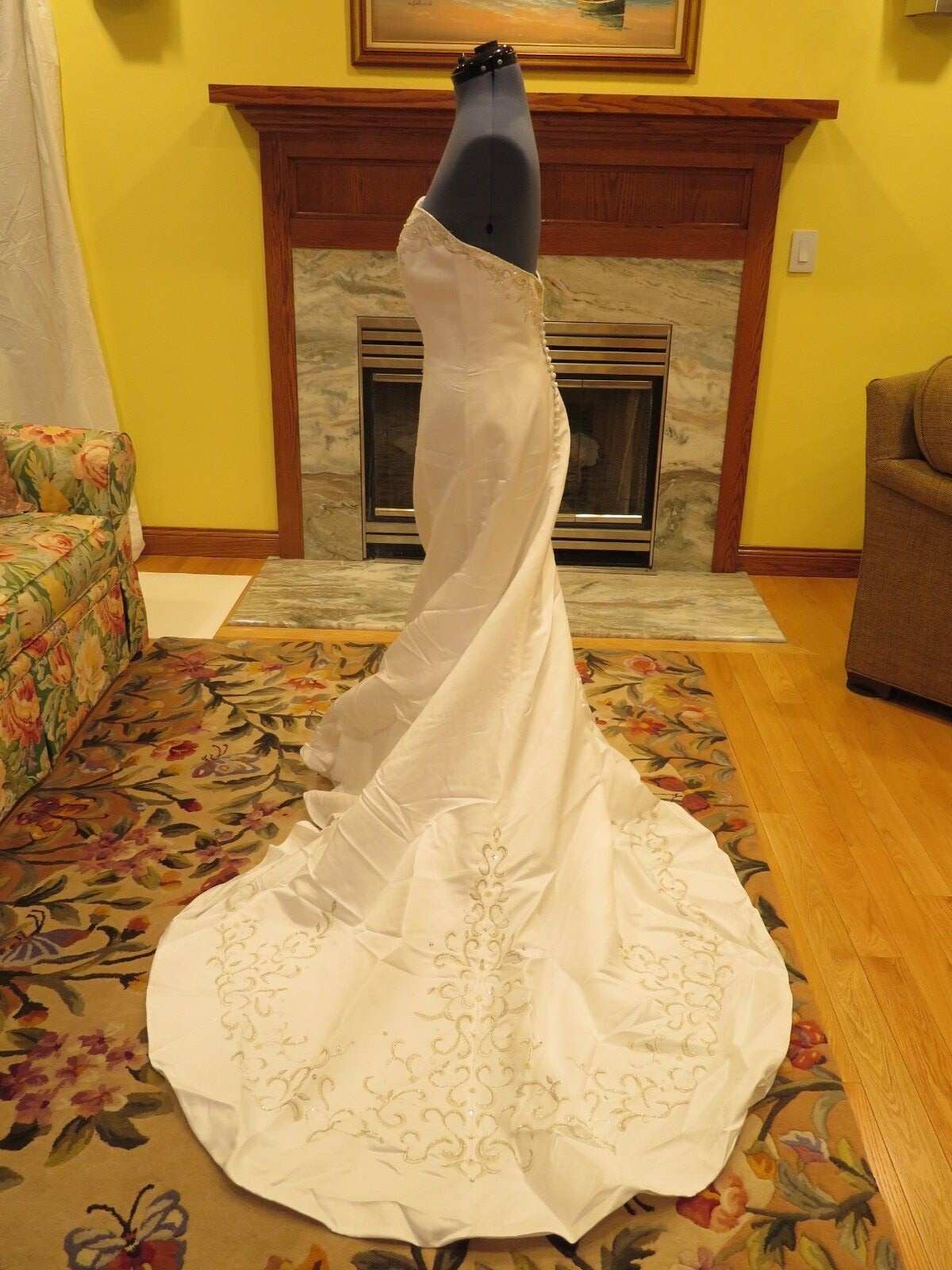NEW Alfred Angelo Vintage Wedding Dress Mermaid Gown Train BEACH WOW FREE SHIP