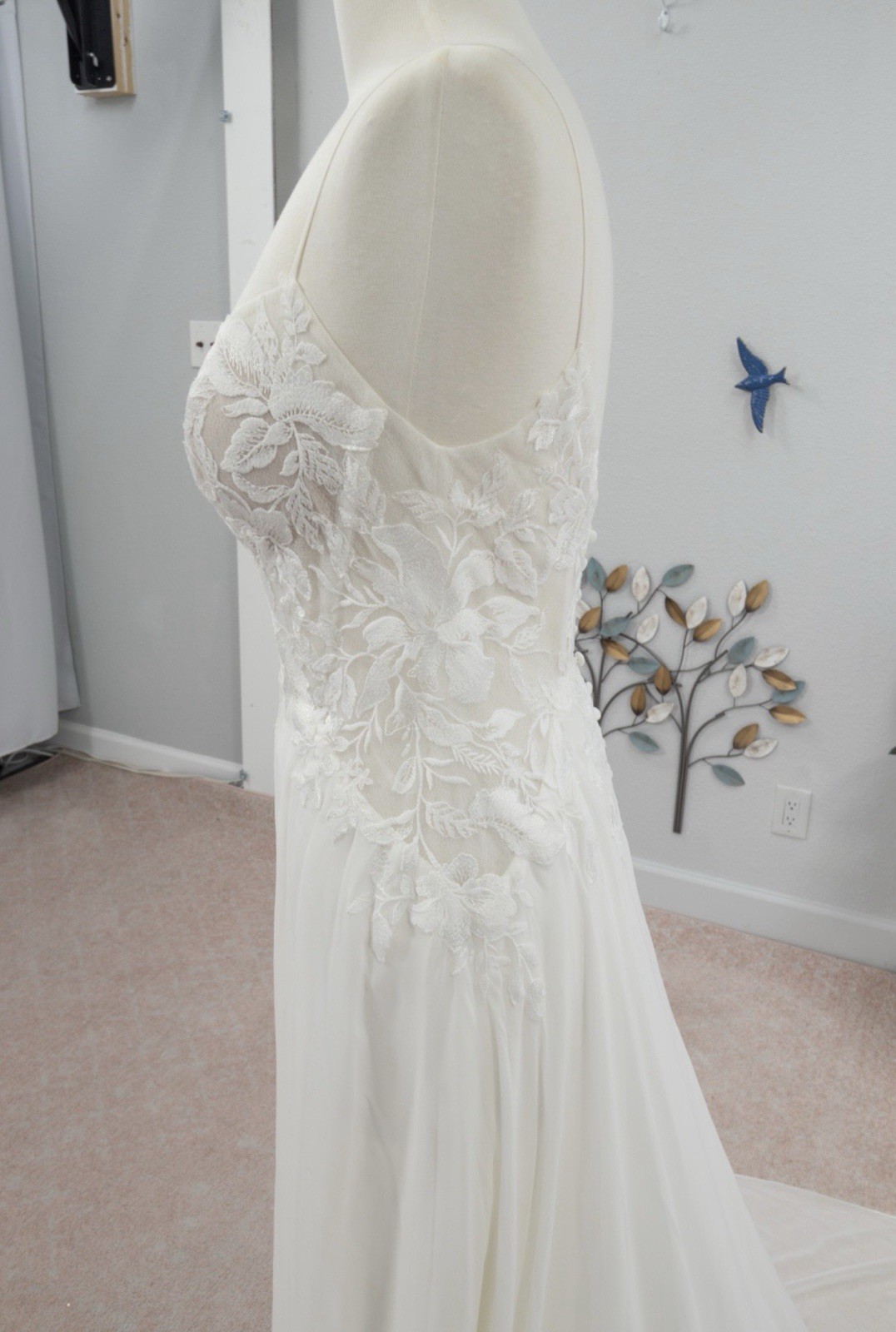 Oxford Street PA1348 Size 12- Lace Sleeveless Sheath Wedding Dress with Train