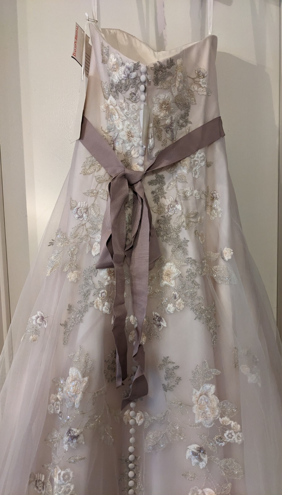 Melissa Sweet Mauve Floral Embroidered Tulle Wedding Dress NEW Tags Sweetheart