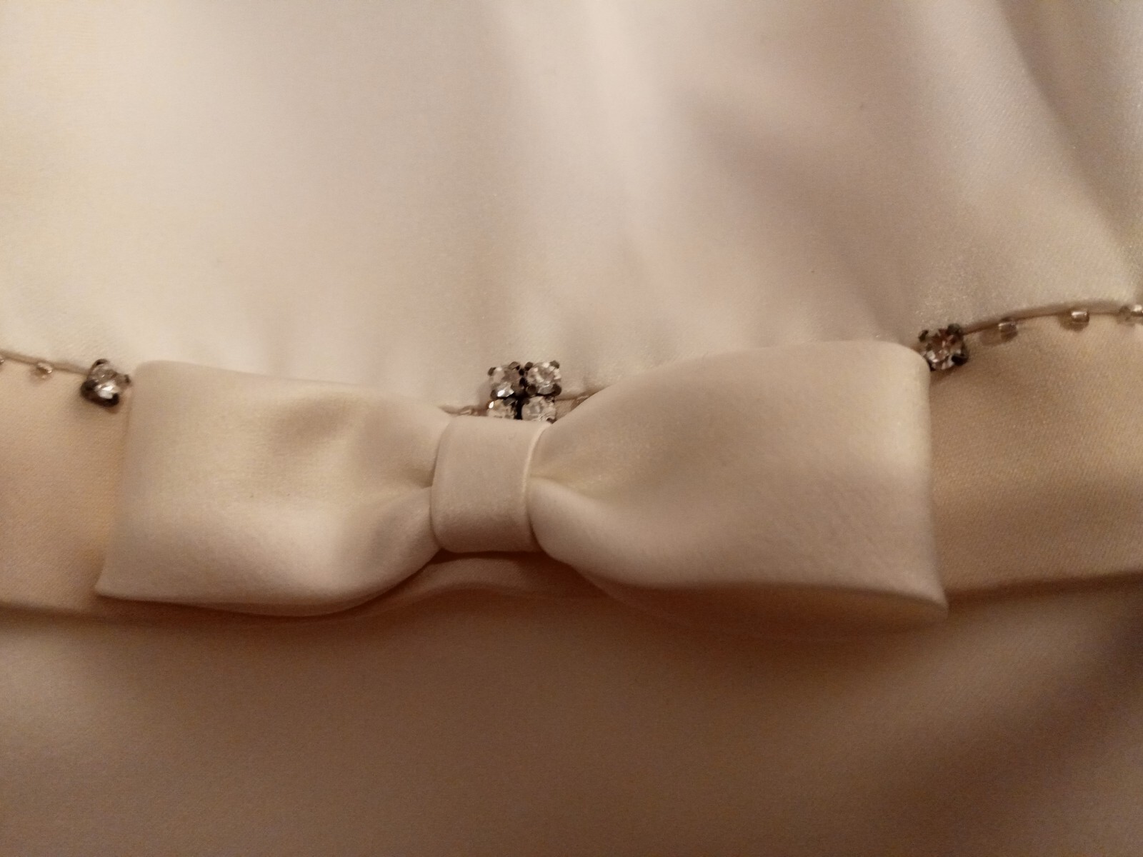 Elegant Wedding Dress,Beige & Ivory, Matte Satin W Tull W Train.Bow tie. Size 8.