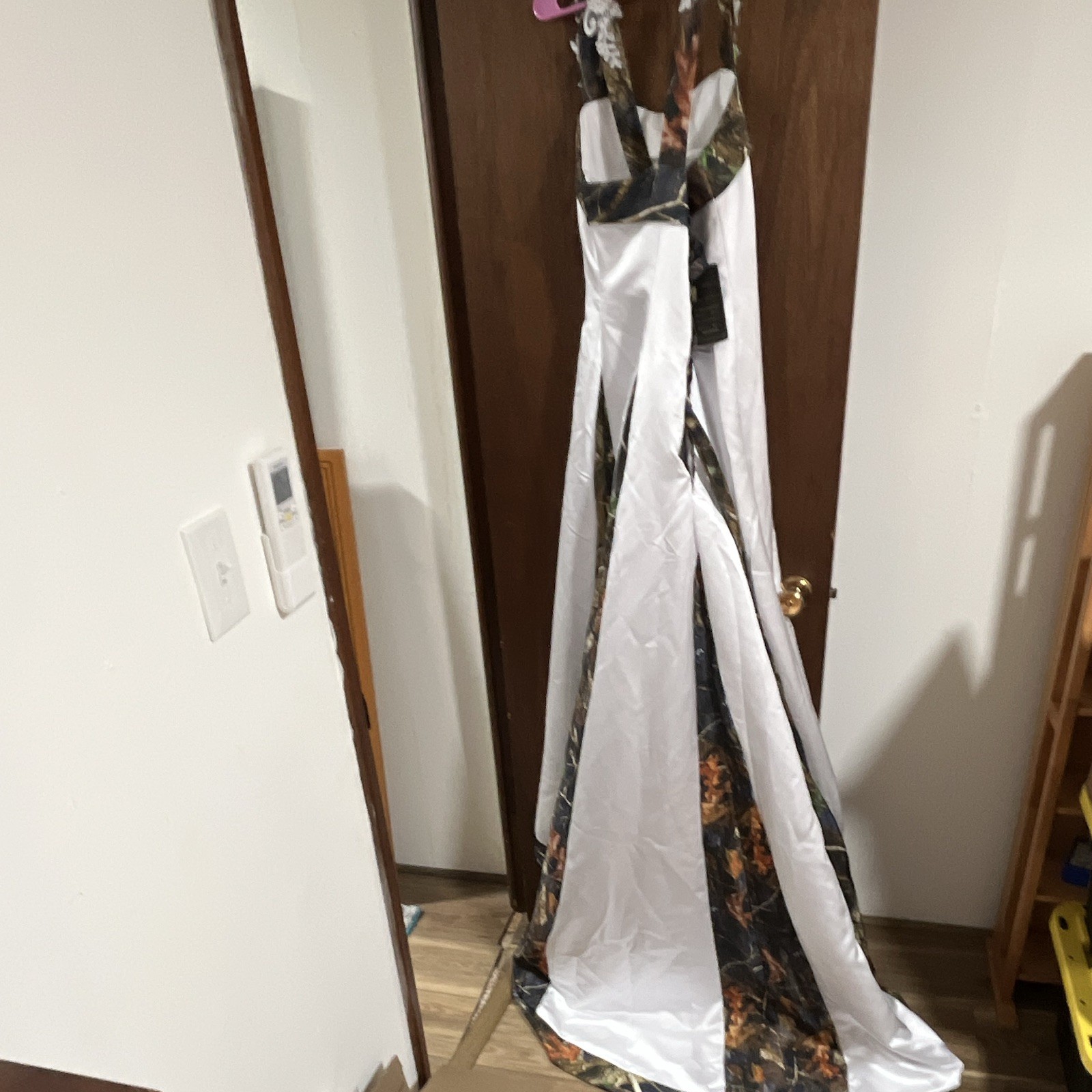 White & Camo Sleeveless Sweetheart A-Line Full-Length Wedding Dress