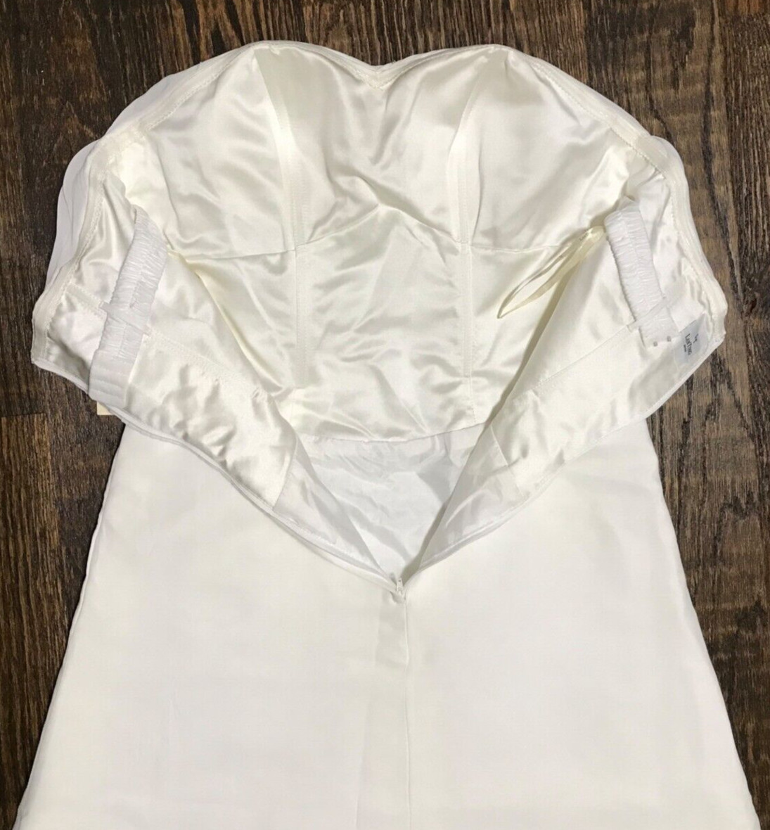 NWT LanTing Ivory Strapless Beach Ruched Chiffon Wedding Dress With Shawl / Wrap