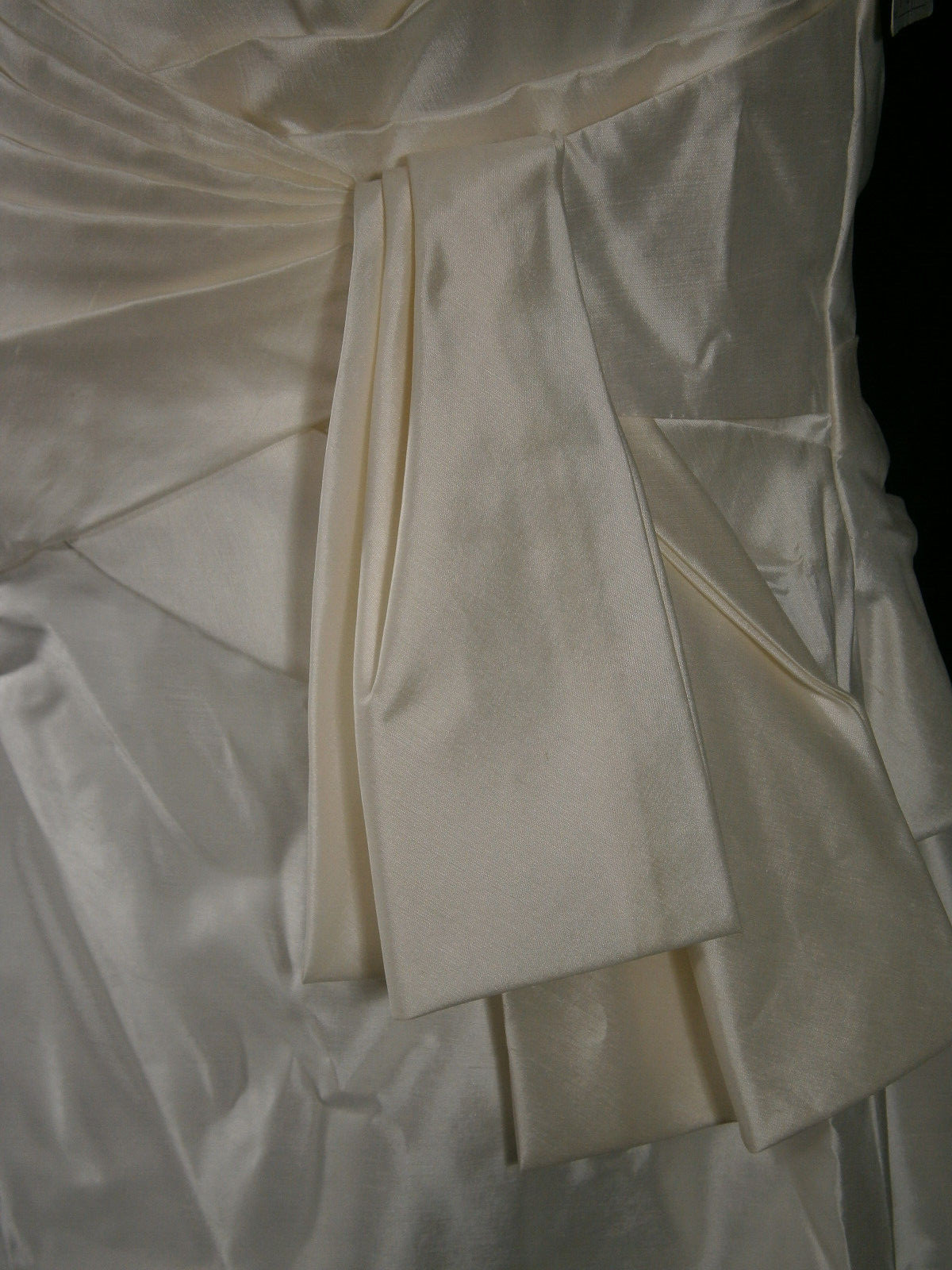 Watters Brides Wedding Dress 14 Silk Satin White Ivory Strapless Bow NWT $1,399