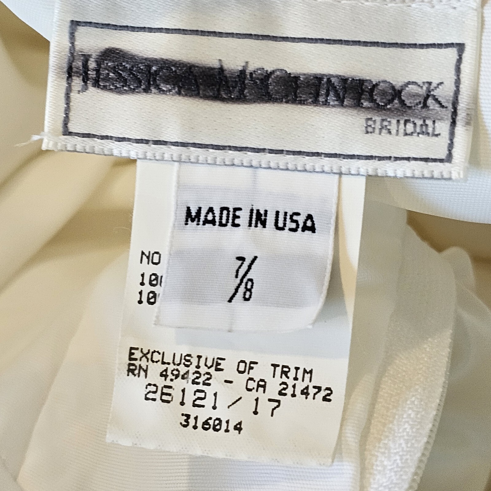 Jessica Mcclintock 90s White Wedding Dress Lace Embellished Long Sleeve Size 7/8