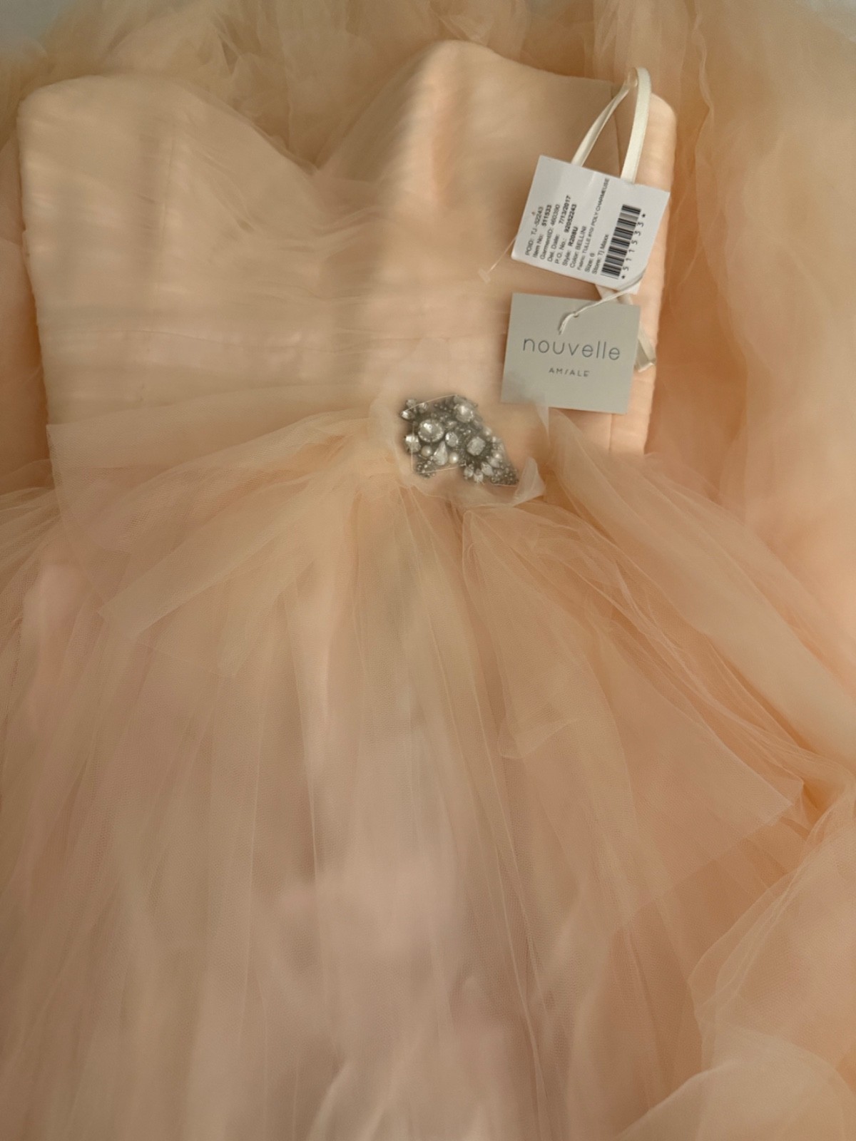 Nouvelle Amsale Gwynn Embellished Strapless Dress Tulle Gown Sz 6
