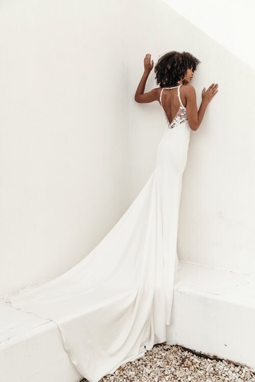 NEW Lovers Society Faye Off White Satin Wedding Gown UK 12/US 8