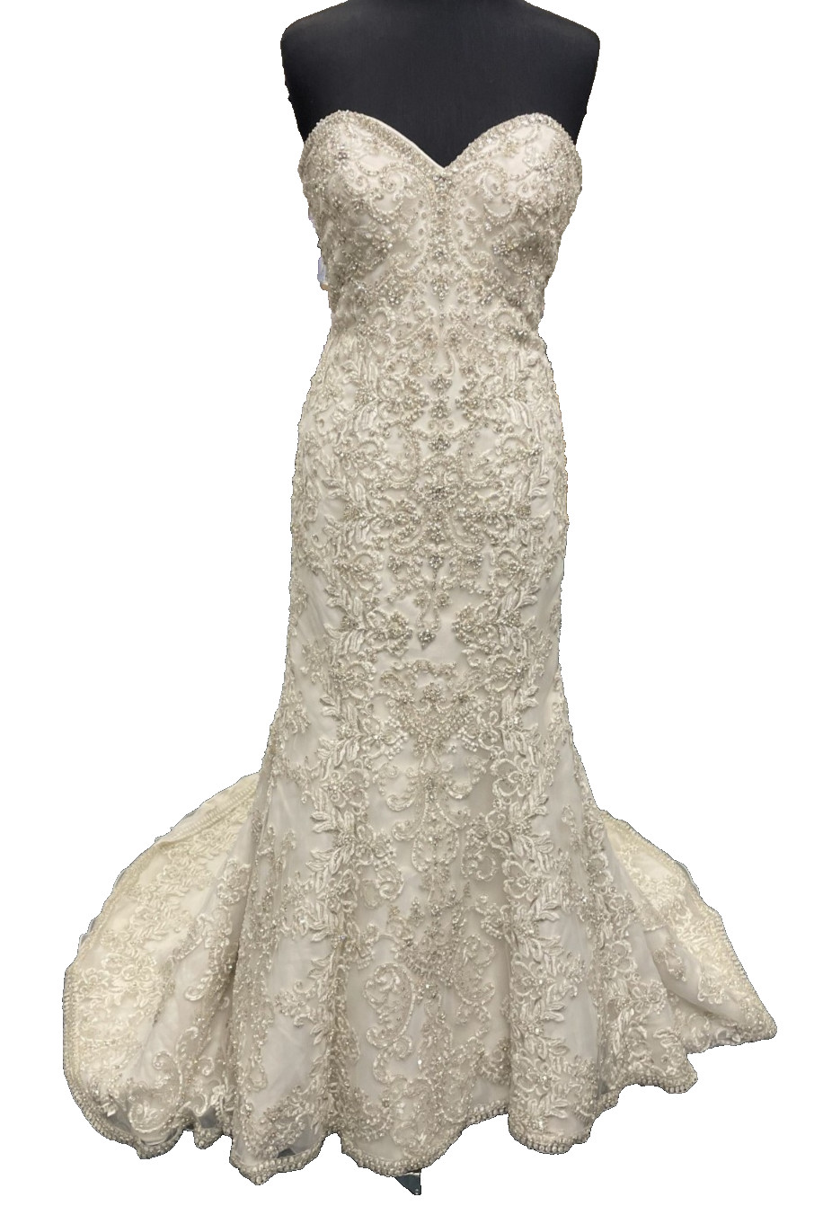 Allure Bridal 10 Wedding Dress C267 Ivory Lace Illusion Mermaid Swarovski Bling