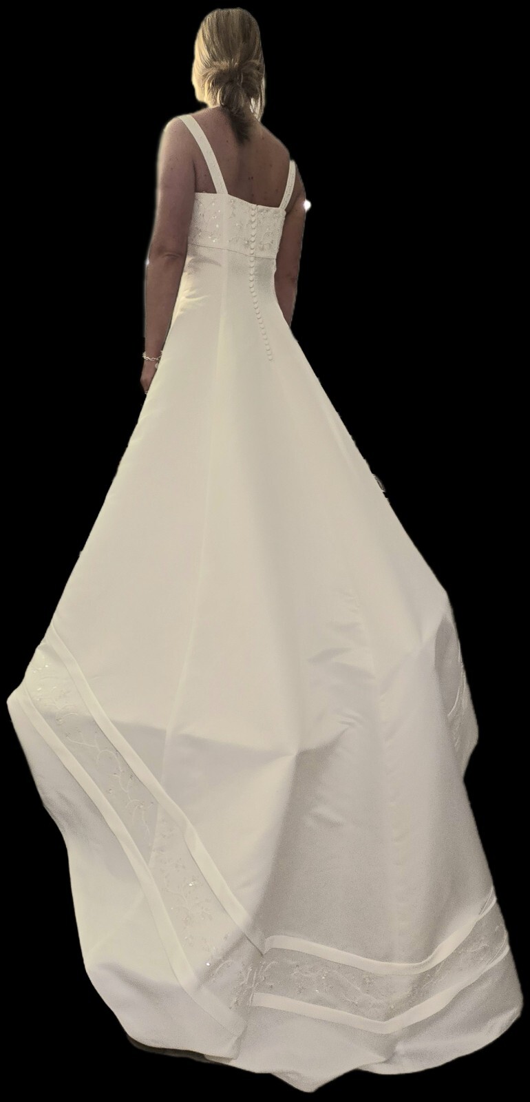 Oleg Cassini David Bridal Wedding Dress Style 2165BX size 14 White Buttons