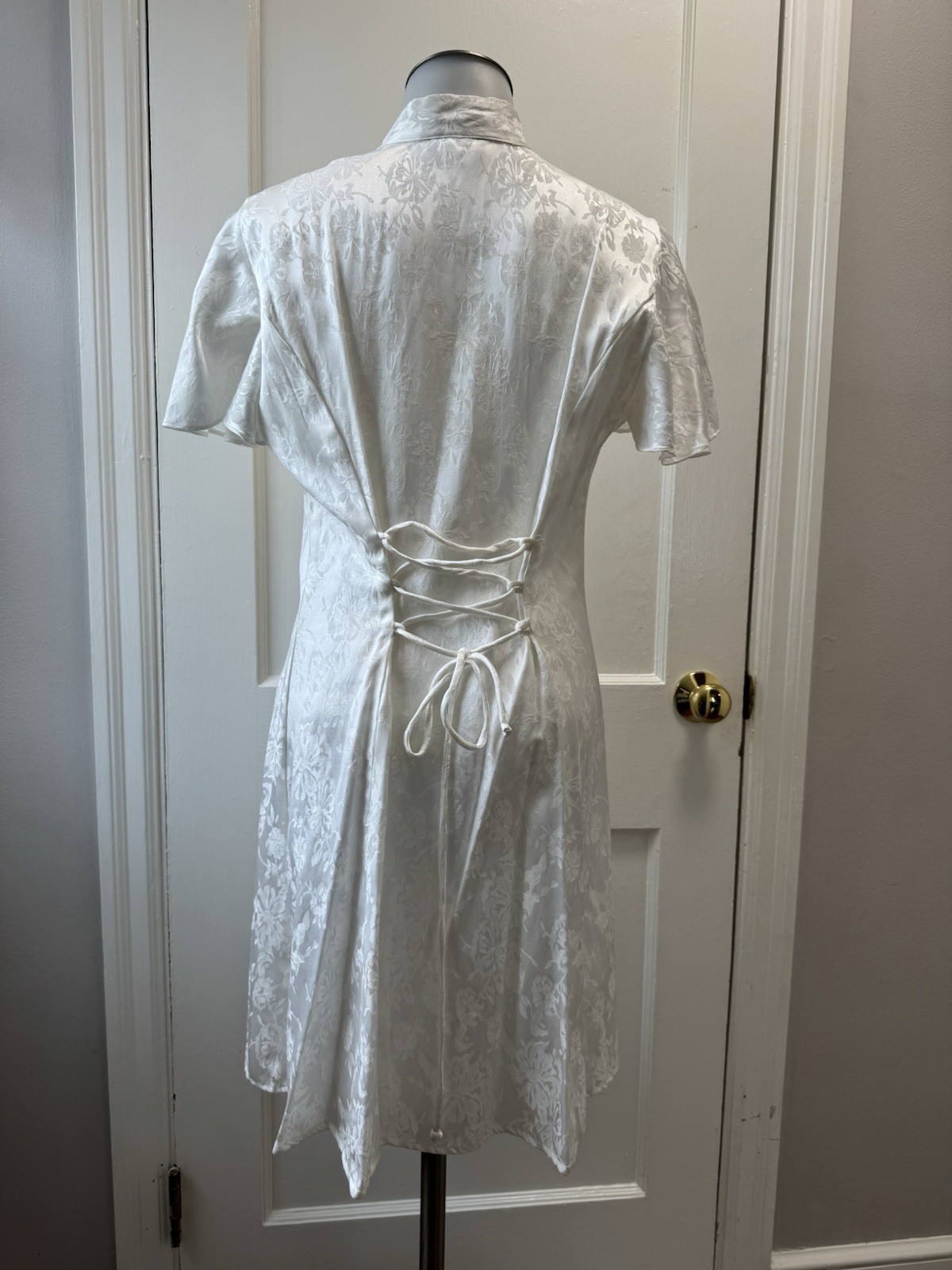 VTG Sarah Richards Lovercore Heart Cutout Dress Bridal Floral Jacquard Corset 5