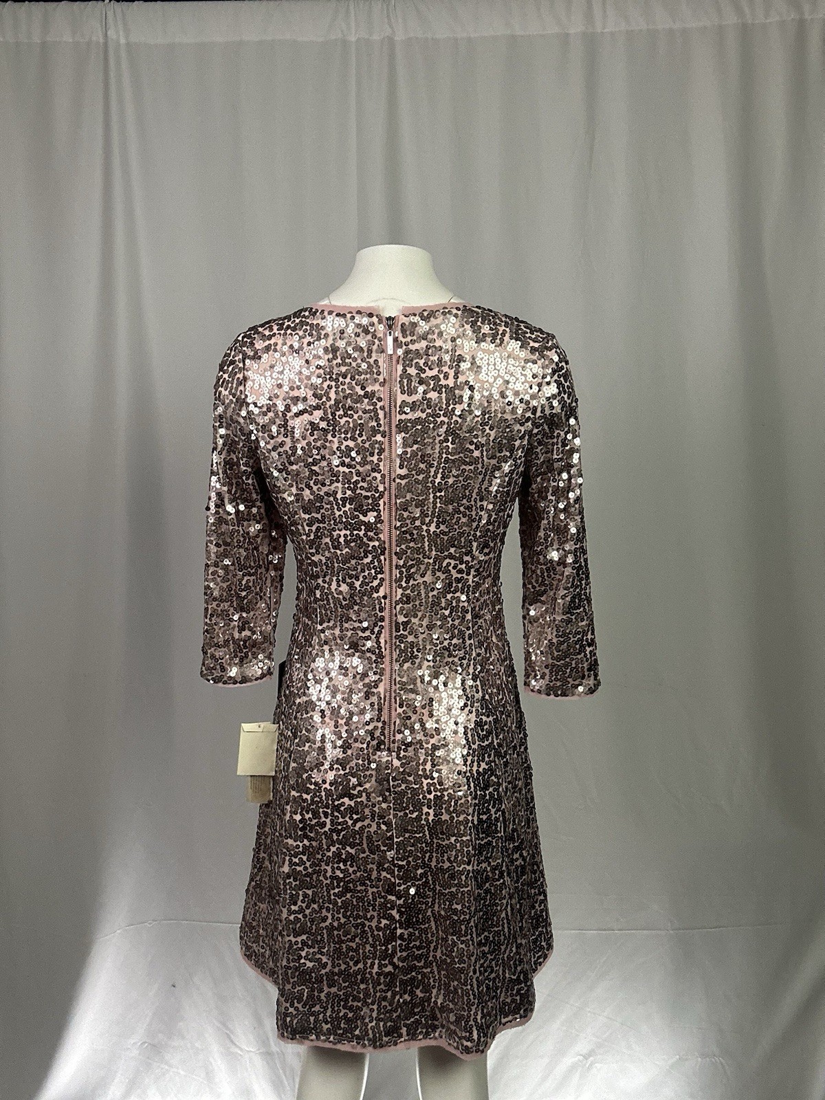 Eliza J Dress Pink Sequine Cocktail V-Neck 3/4 Sleeve Sparkly Birthday Mini 8