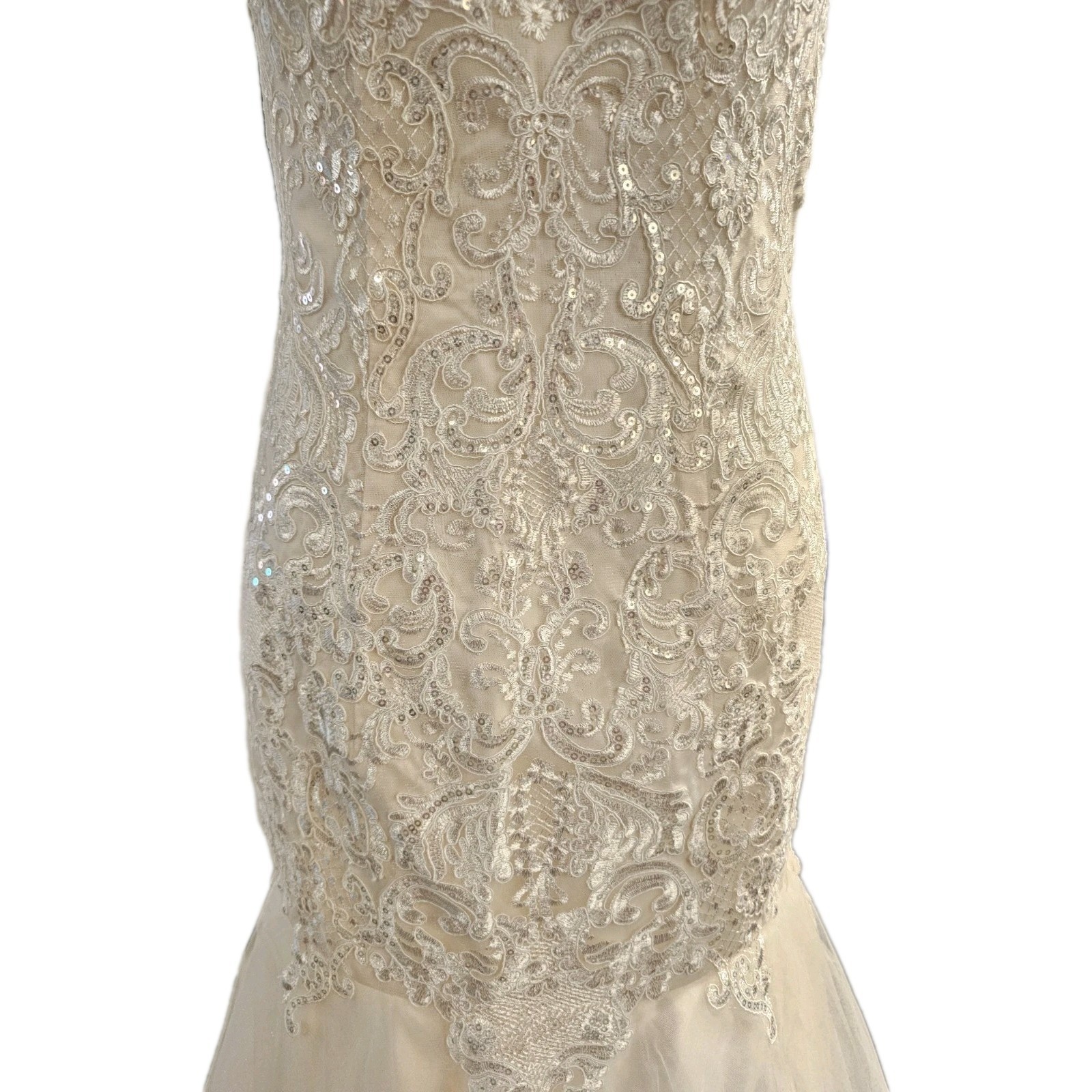 Wedding Dress Size 2 Unbranded Sequined Ivory Off White Adjustable Lace Up NWT